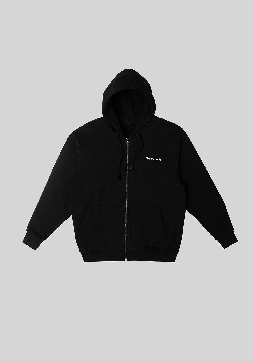 Basic Heavyweight Zip Hoodie - Black - Greenpanda