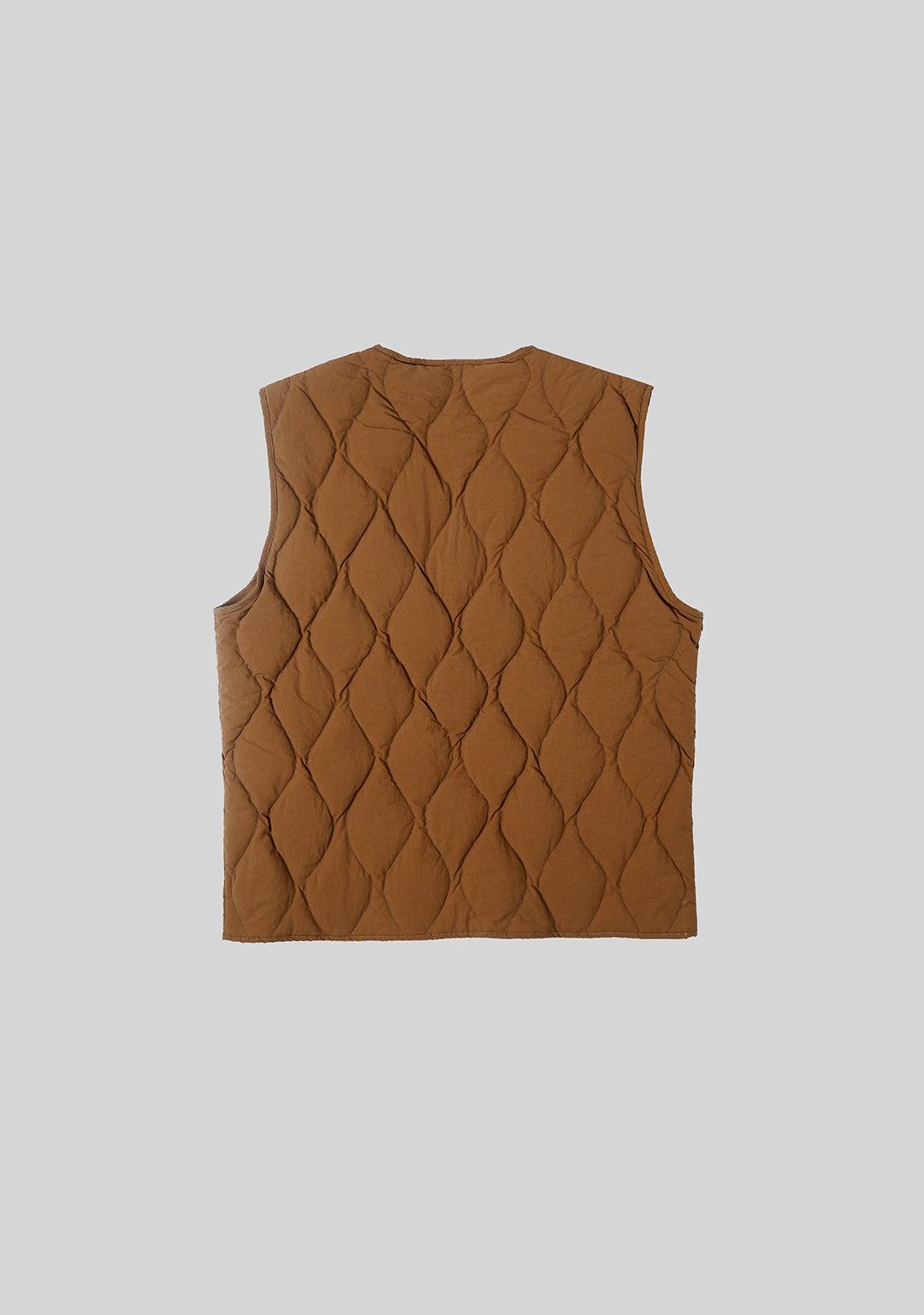 Ripple Quilted Down Vest-Brown - Greenpanda