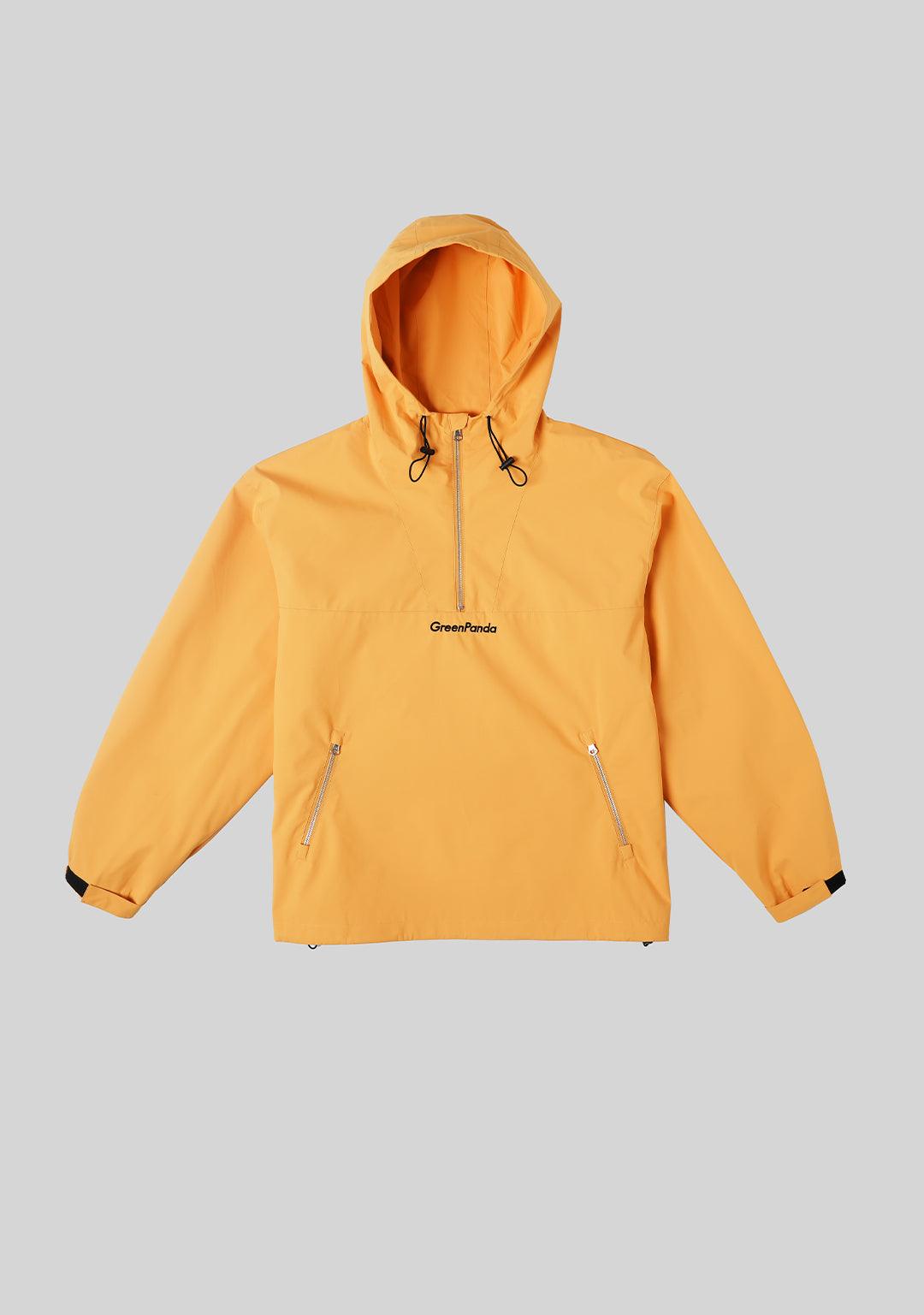 Hooded Half-Zip Windproof Jacket-Orange - Greenpanda