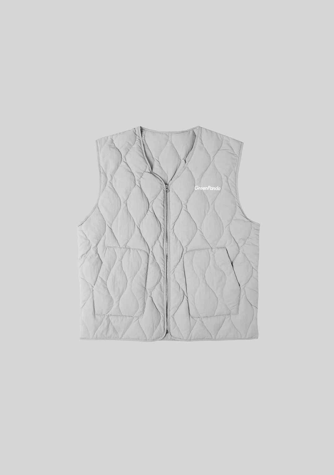 Ripple Quilted Down Vest-Gray - Greenpanda