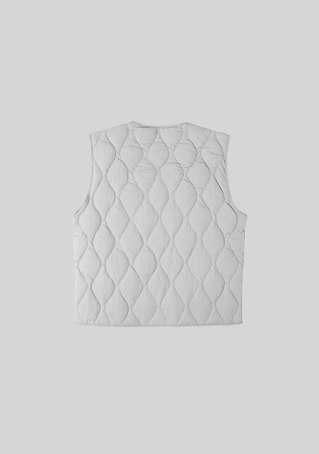 Ripple Quilted Down Vest-Gray - Greenpanda