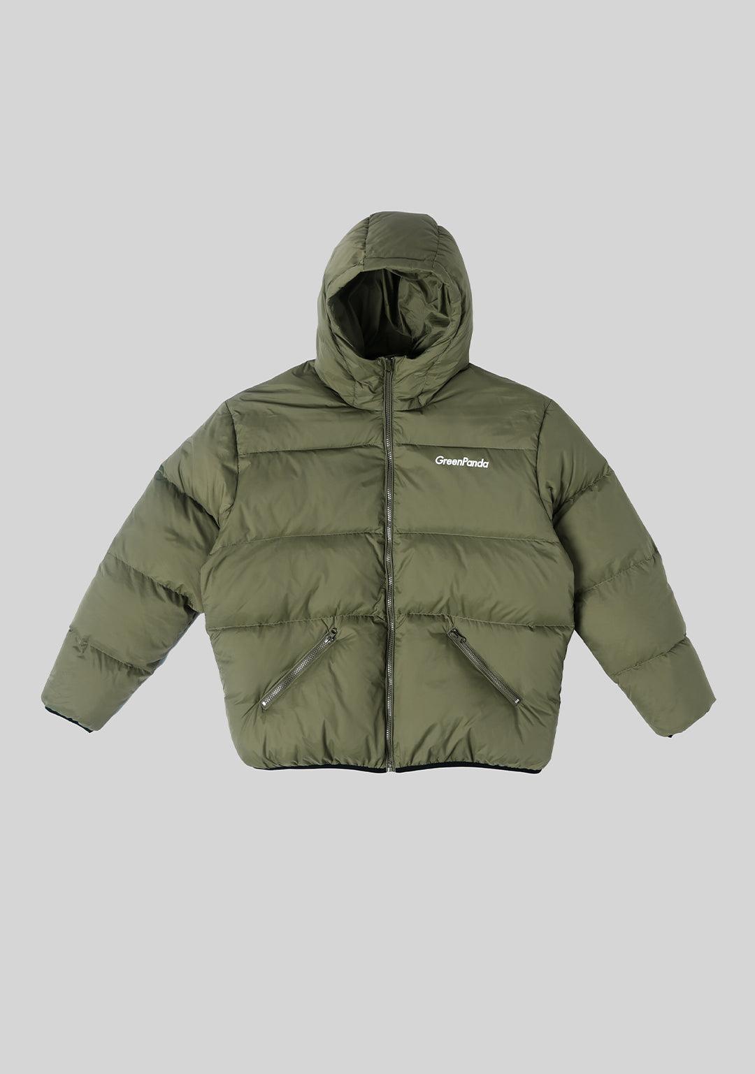 Basic Hooded Down Jacket - Green - Greenpanda
