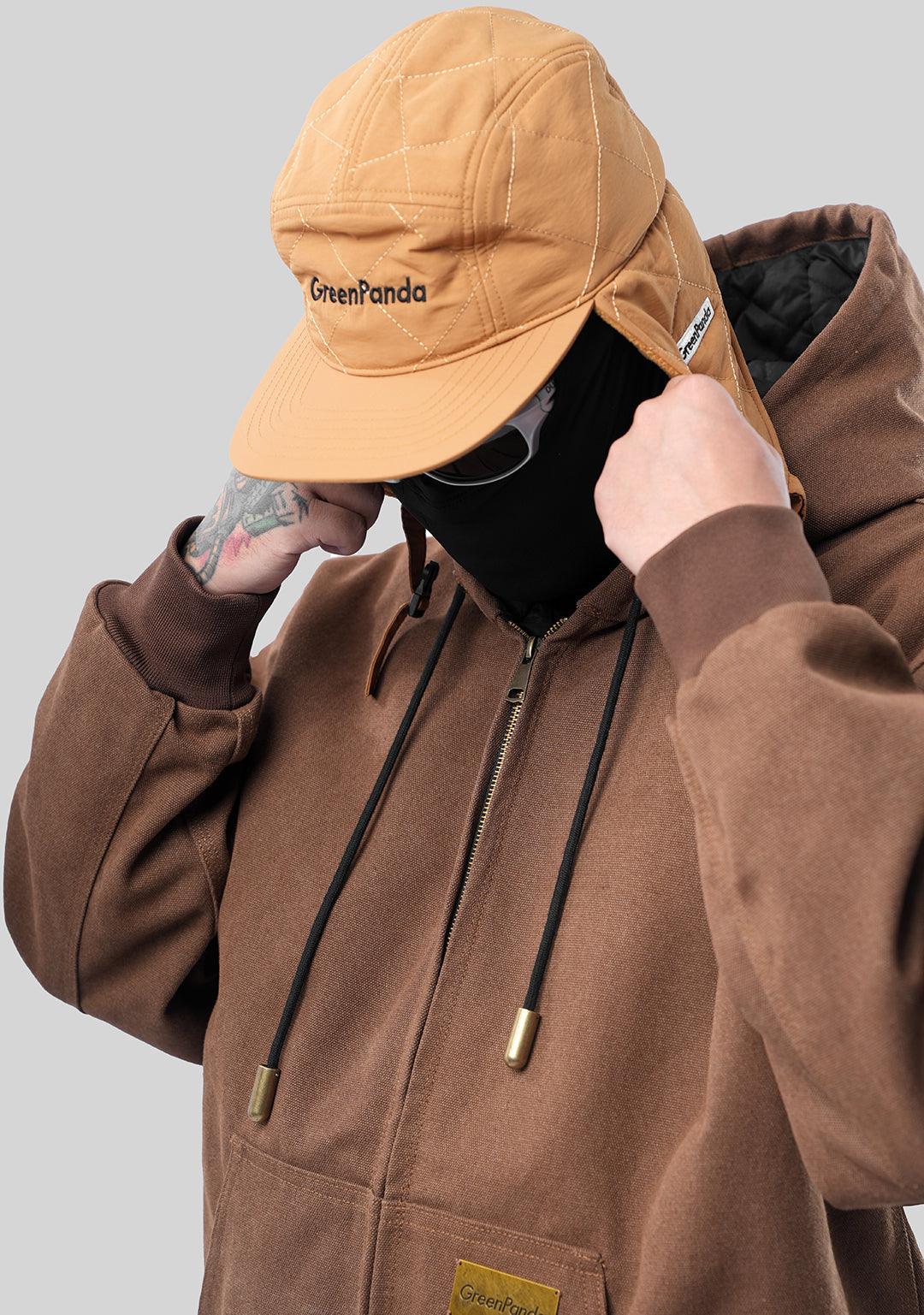 Heavy Duty Washed American Workwear Hooded Jacket - Brown - Greenpanda