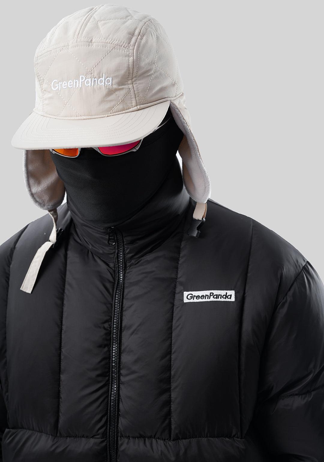 Classic Logo Printed Stand Collar Down Jacket - Black - Greenpanda