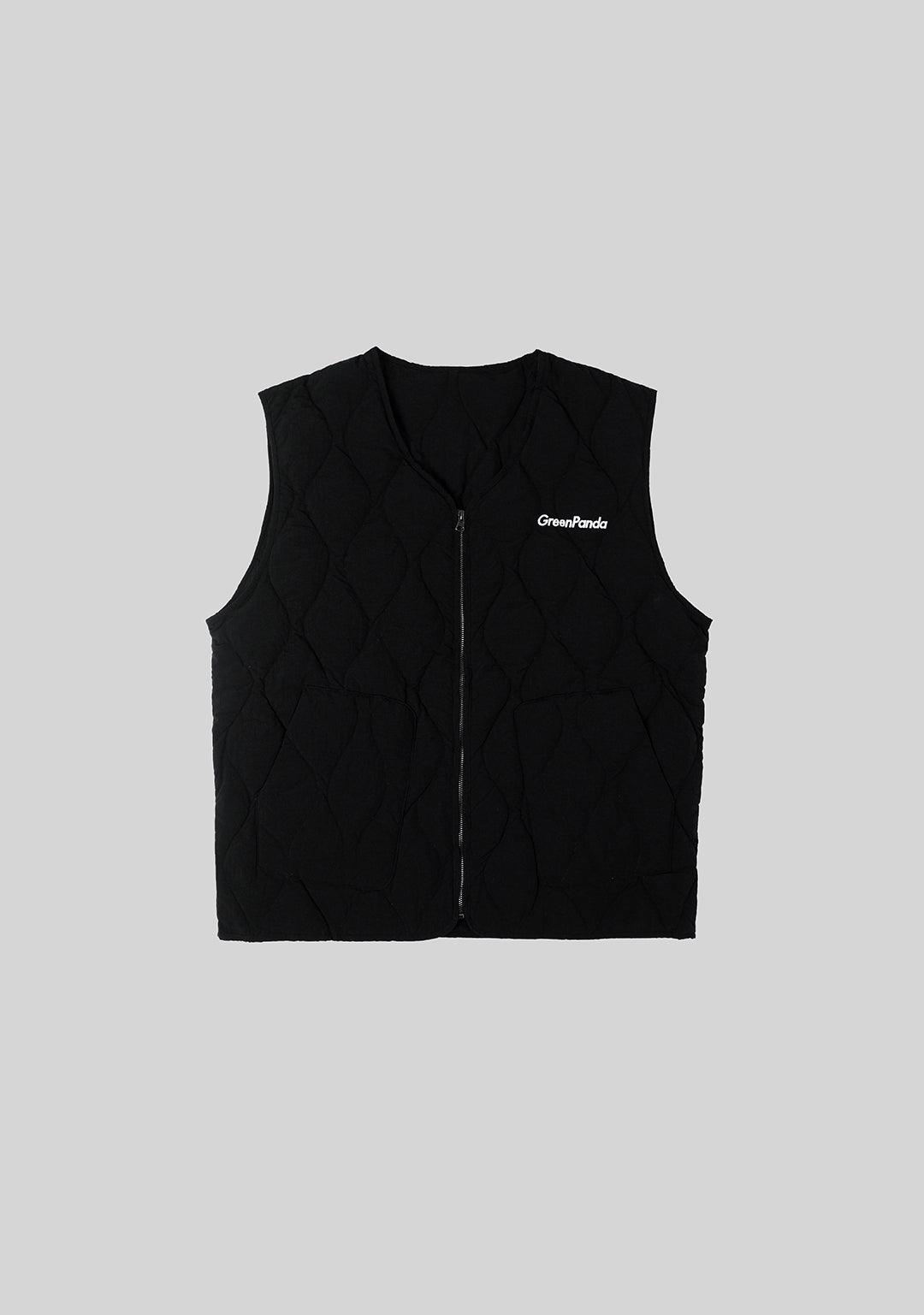 Ripple Quilted Down Vest-Black - Greenpanda