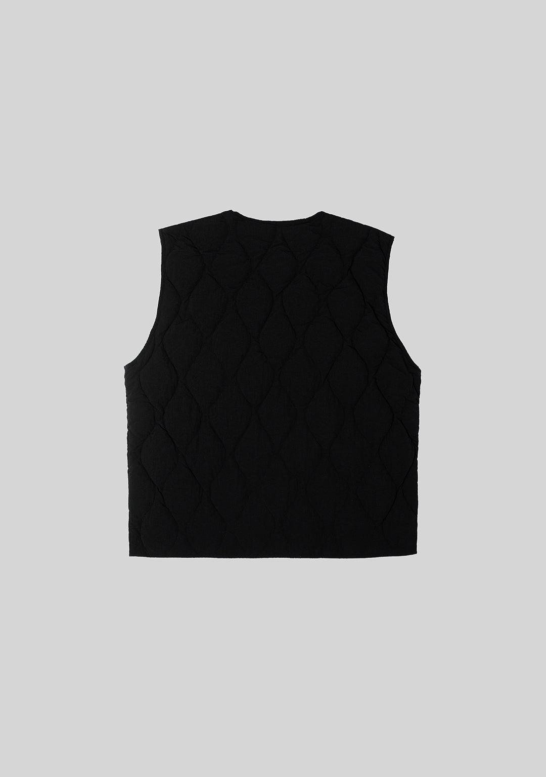 Ripple Quilted Down Vest-Black - Greenpanda