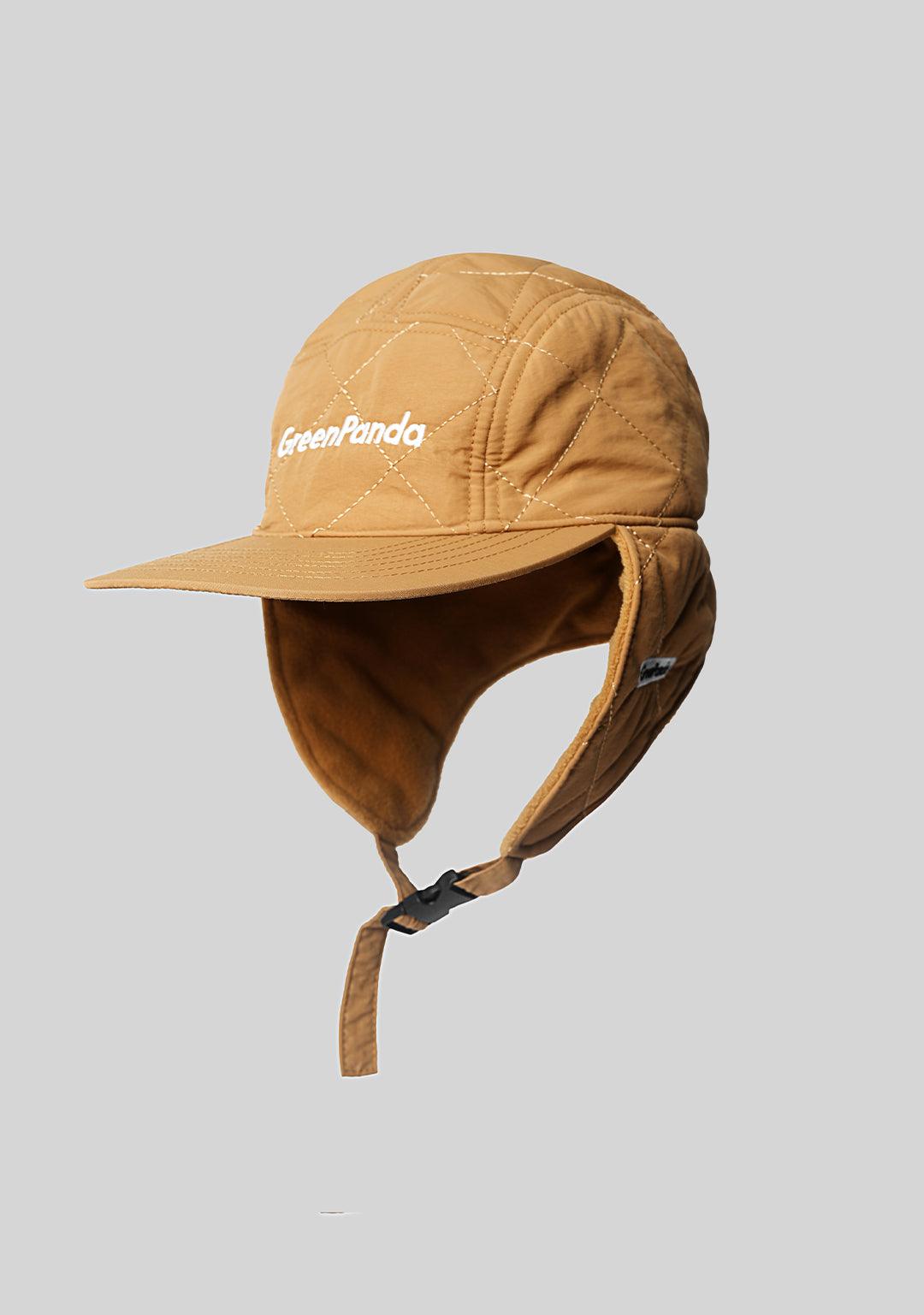 Logo Embroidered Thunderbolt Ear Flap Cap - Turmeric - Greenpanda