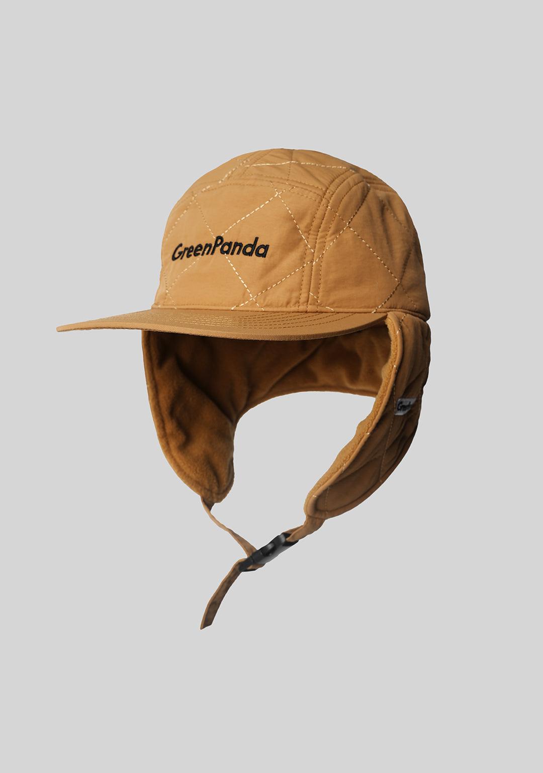 Logo Embroidered Thunderbolt Ear Flap Cap - Turmeric - Greenpanda