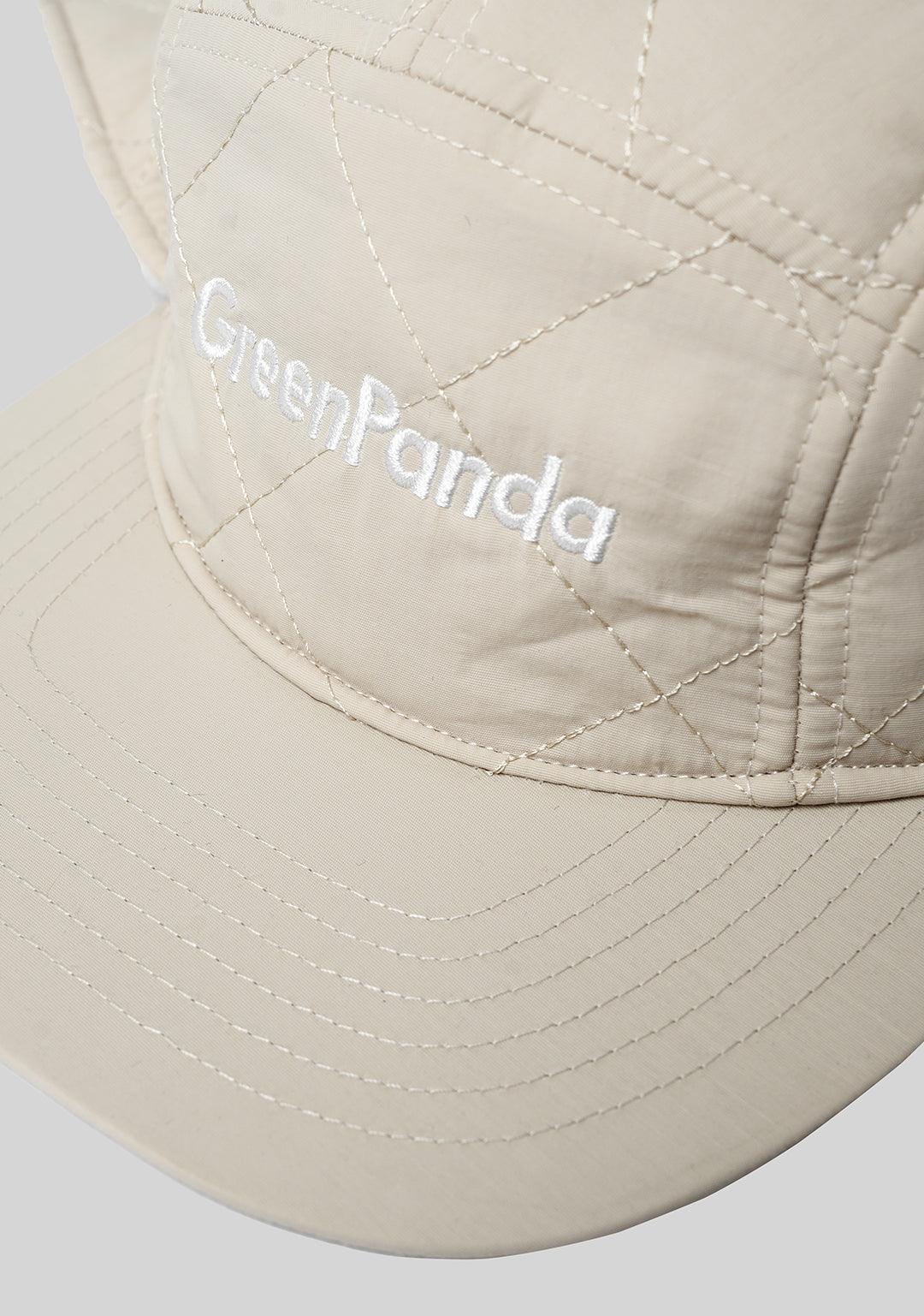 Logo Embroidered Thunderbolt Ear Flap Cap - Beige - Greenpanda