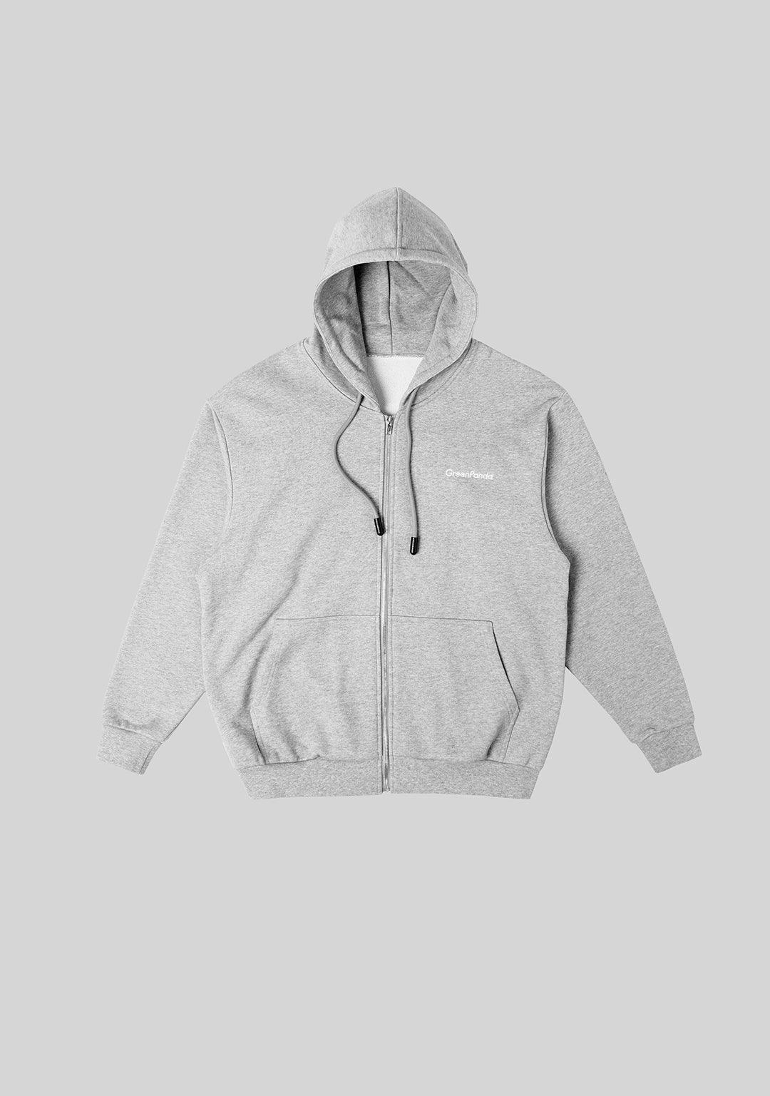 Basic Heavyweight Zip Hoodie- Gray - Greenpanda