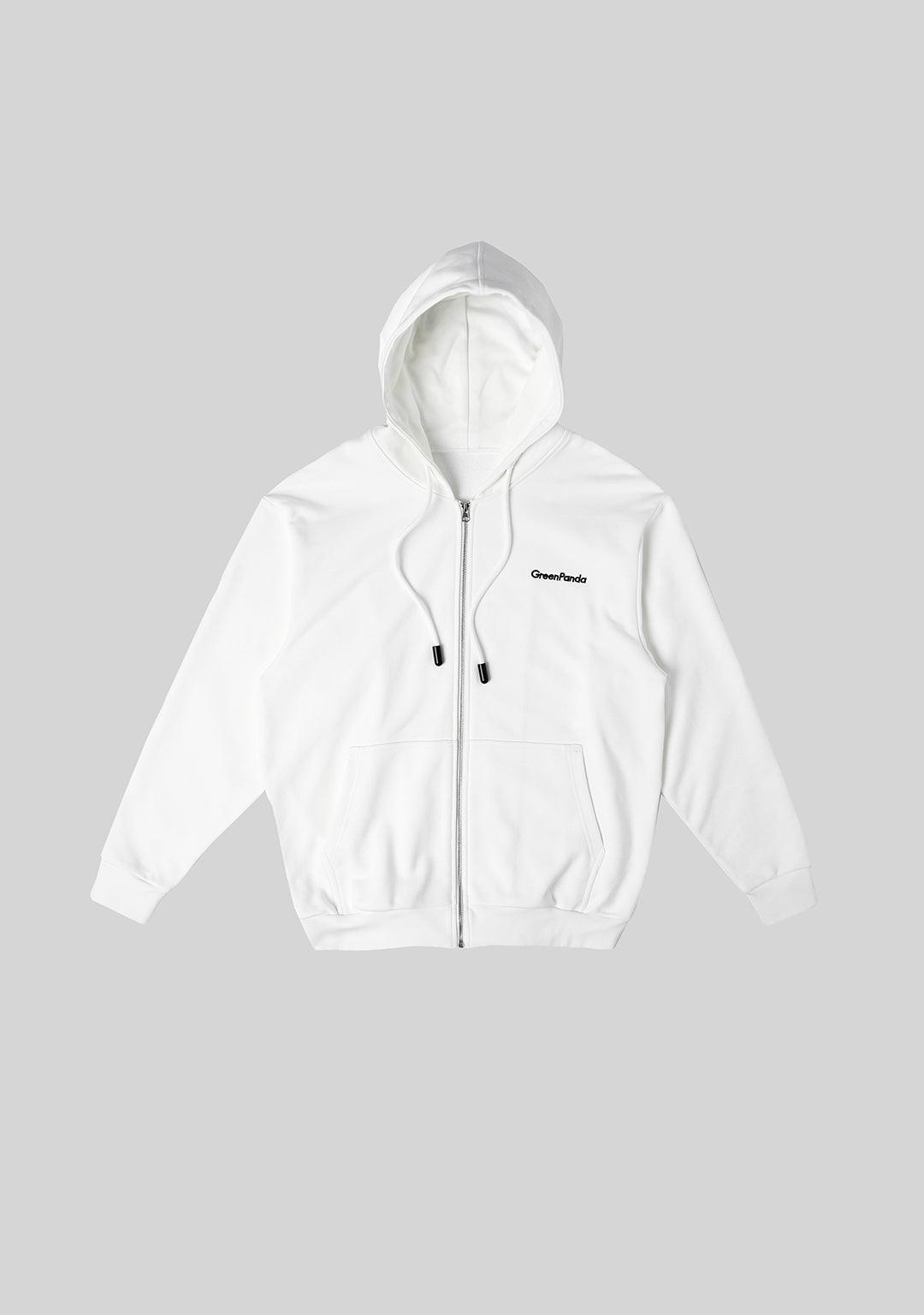 Basic Heavyweight Zip Hoodie- White - Greenpanda