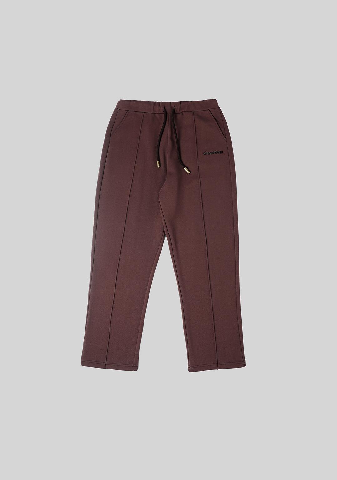 Basic Logo Embroidered Heavyweight Sweatpants - Brown - Greenpanda
