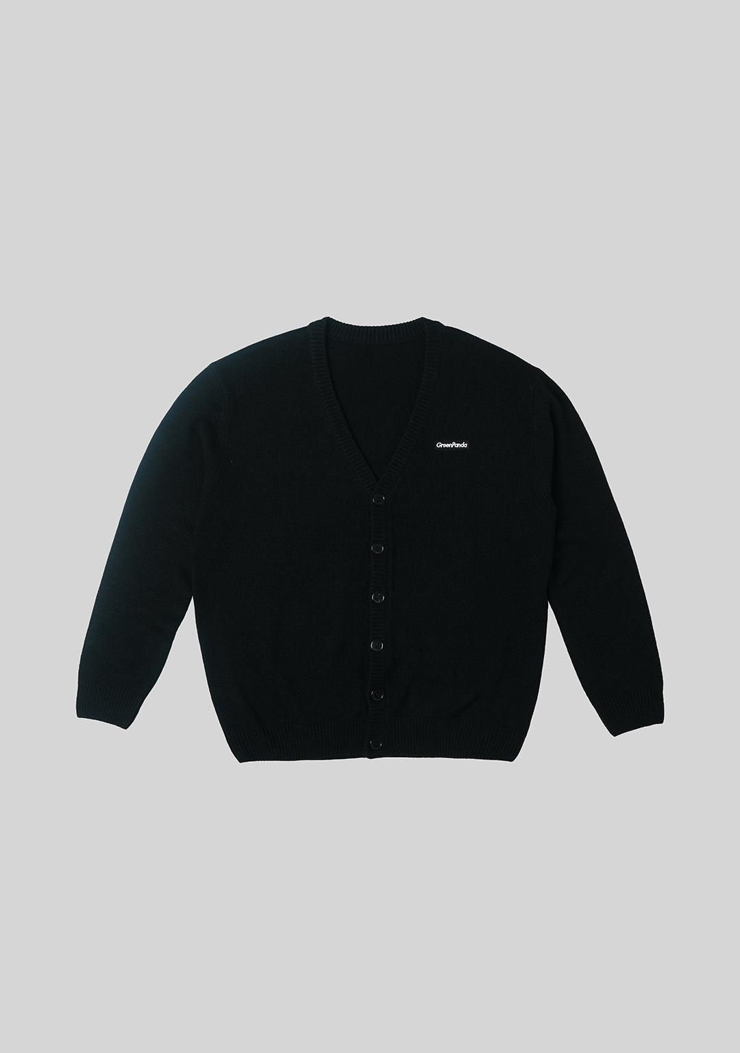 Basic Logo Knit Cardigan - Black - Greenpanda