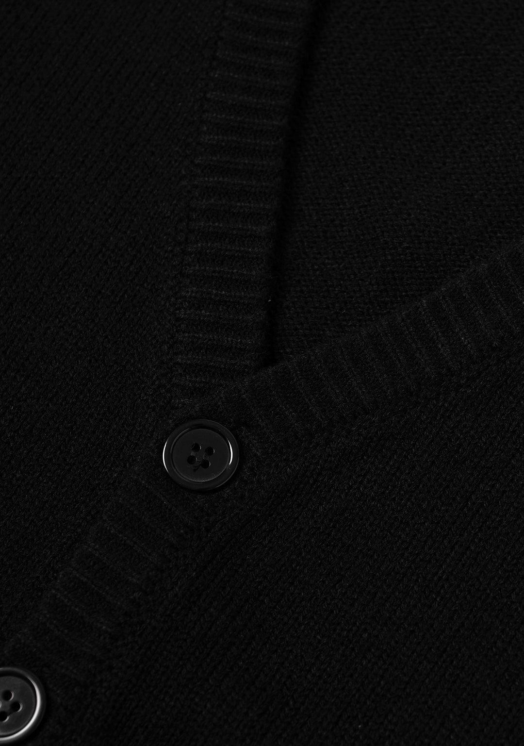 Basic Logo Knit Cardigan - Black - Greenpanda