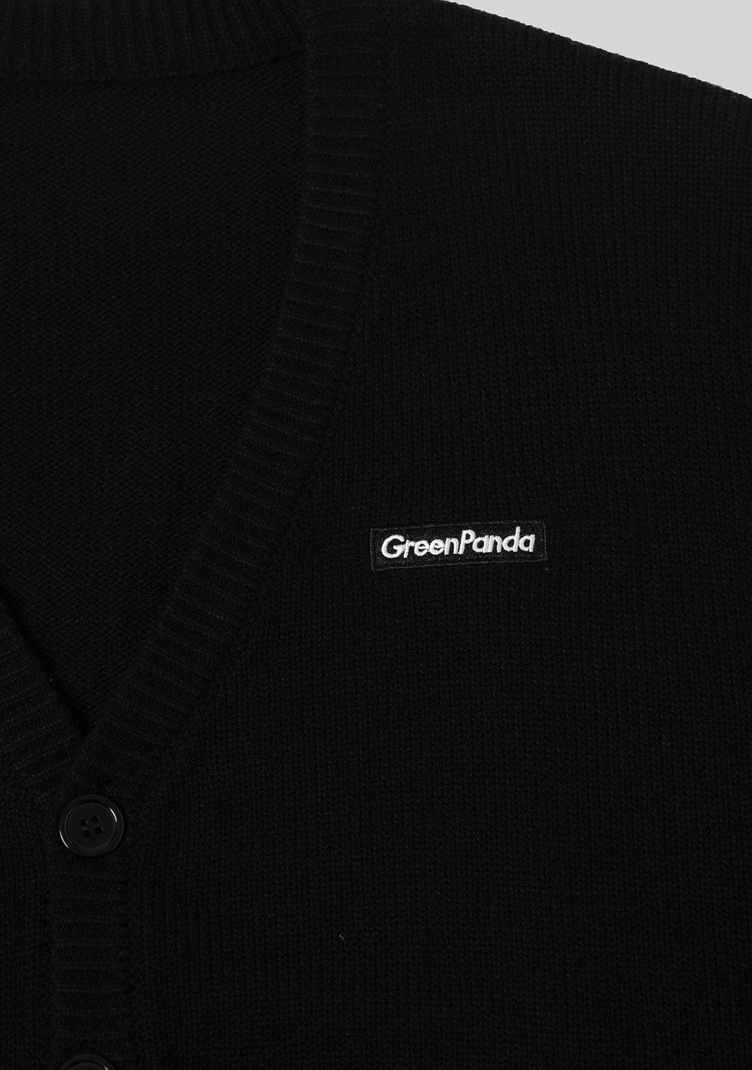 Basic Logo Knit Cardigan - Black - Greenpanda