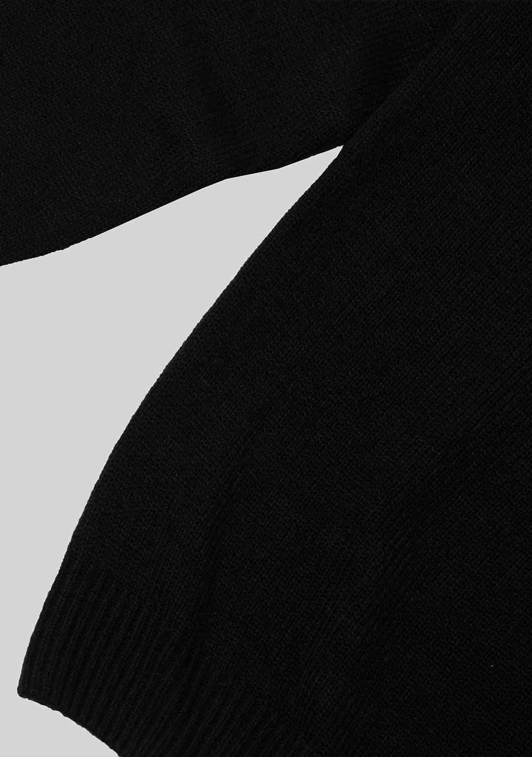 Basic Logo Knit Cardigan - Black - Greenpanda