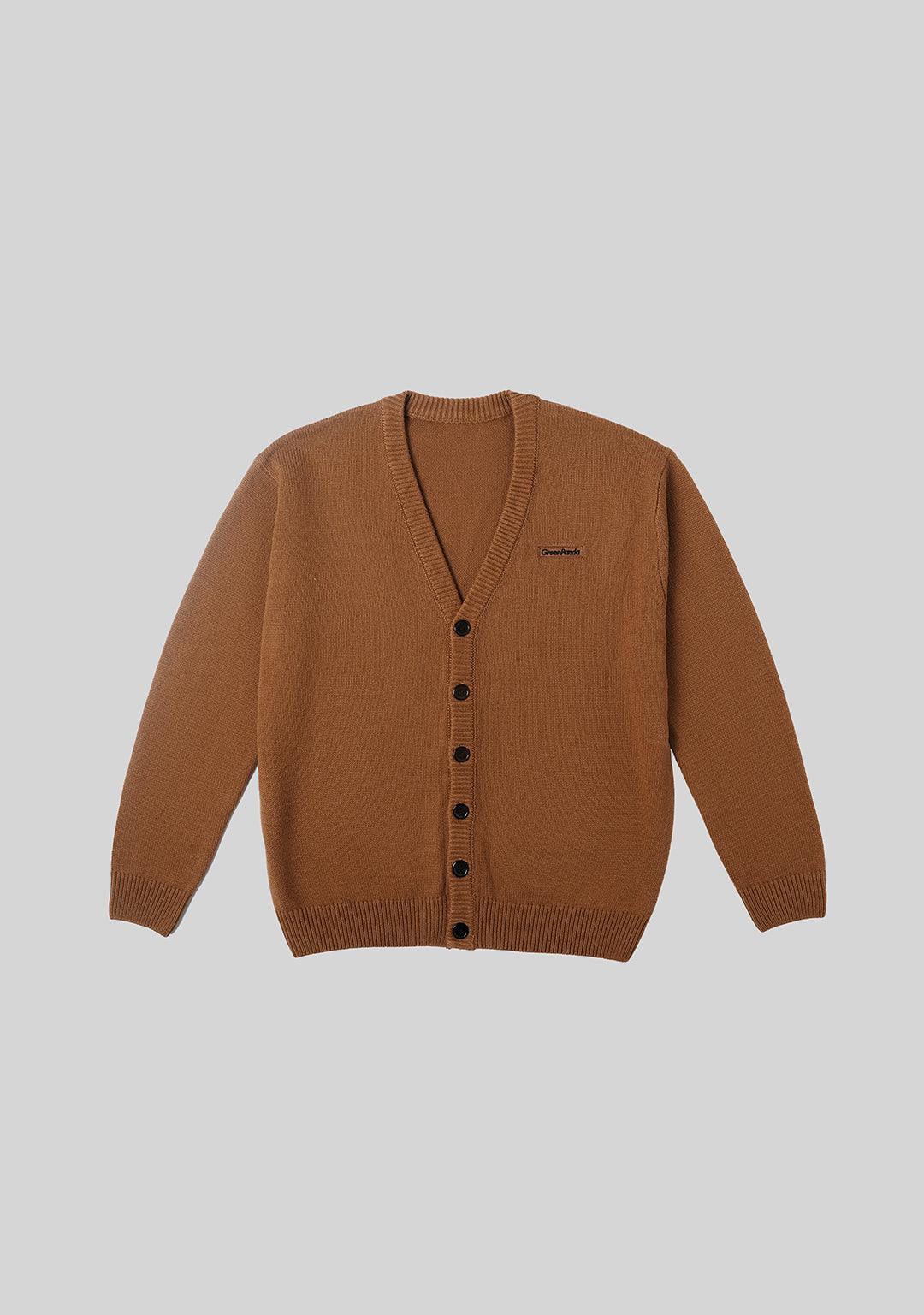 Basic Logo Knit Cardigan - Brown - Greenpanda