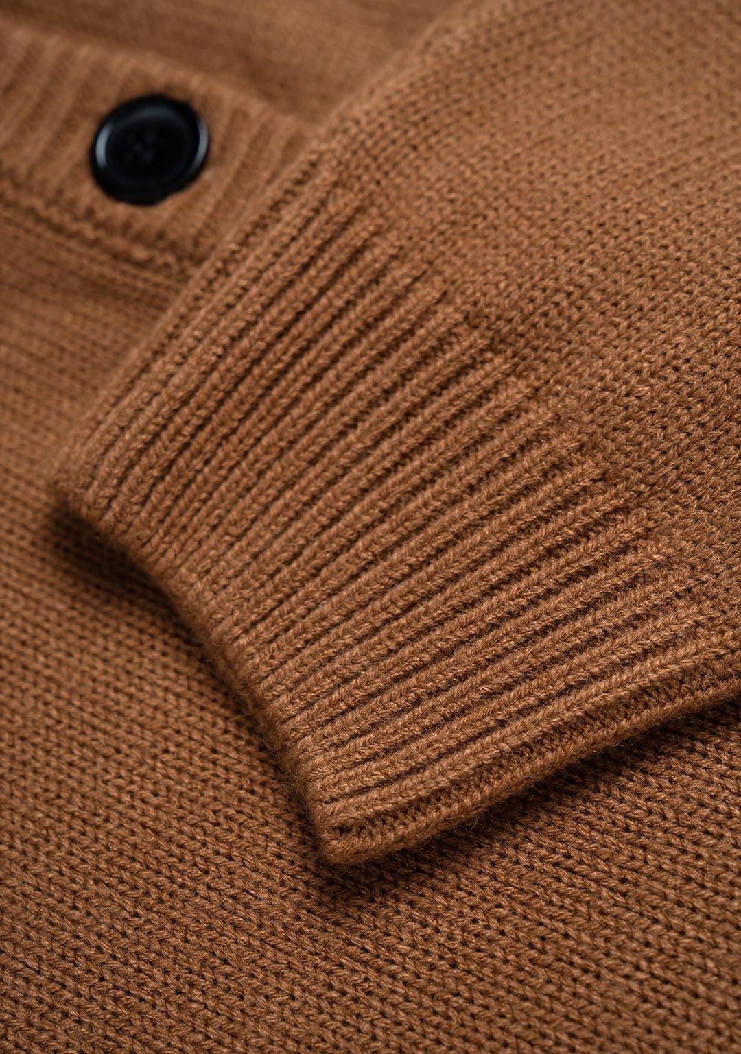 Basic Logo Knit Cardigan - Brown - Greenpanda