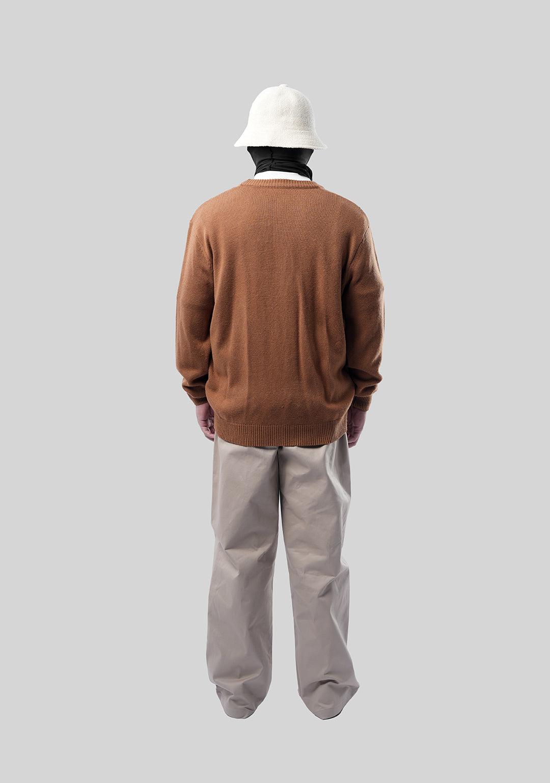 Basic Logo Knit Cardigan - Brown - Greenpanda