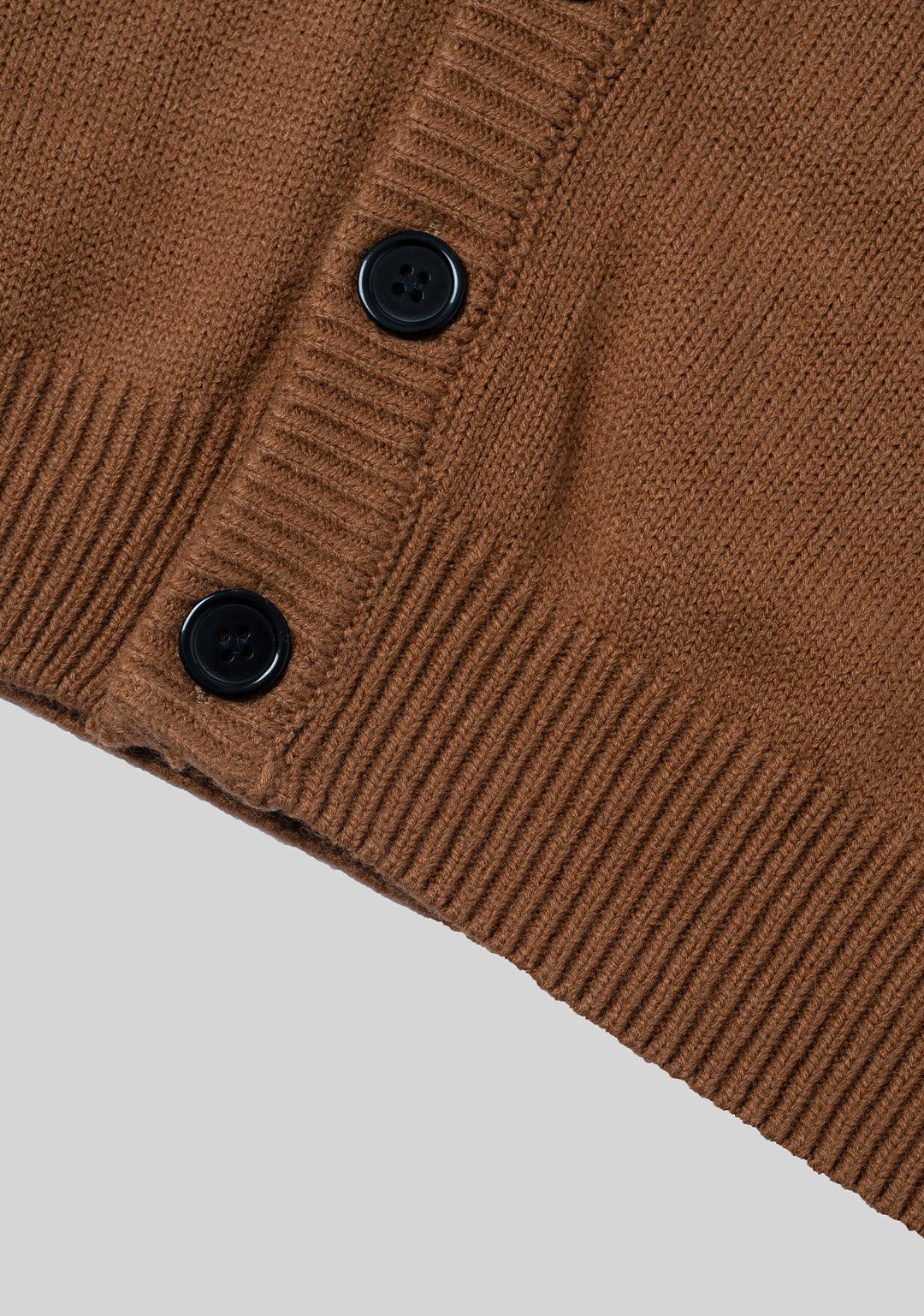 Basic Logo Knit Cardigan - Brown - Greenpanda