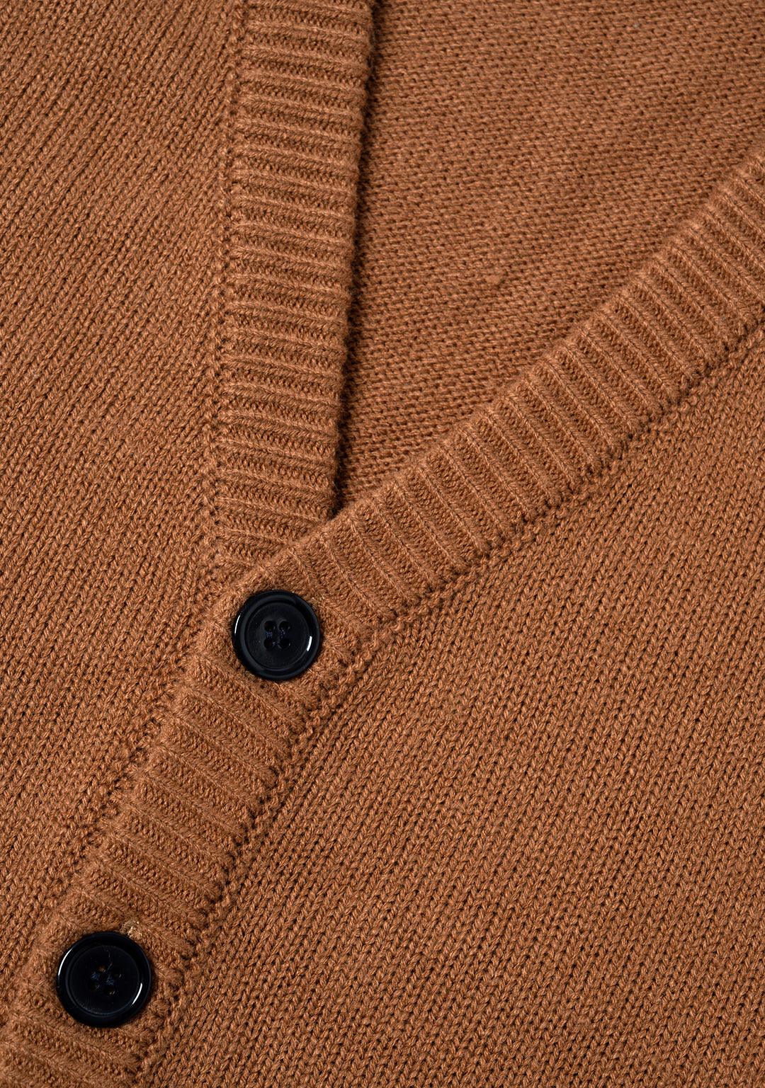 Basic Logo Knit Cardigan - Brown - Greenpanda