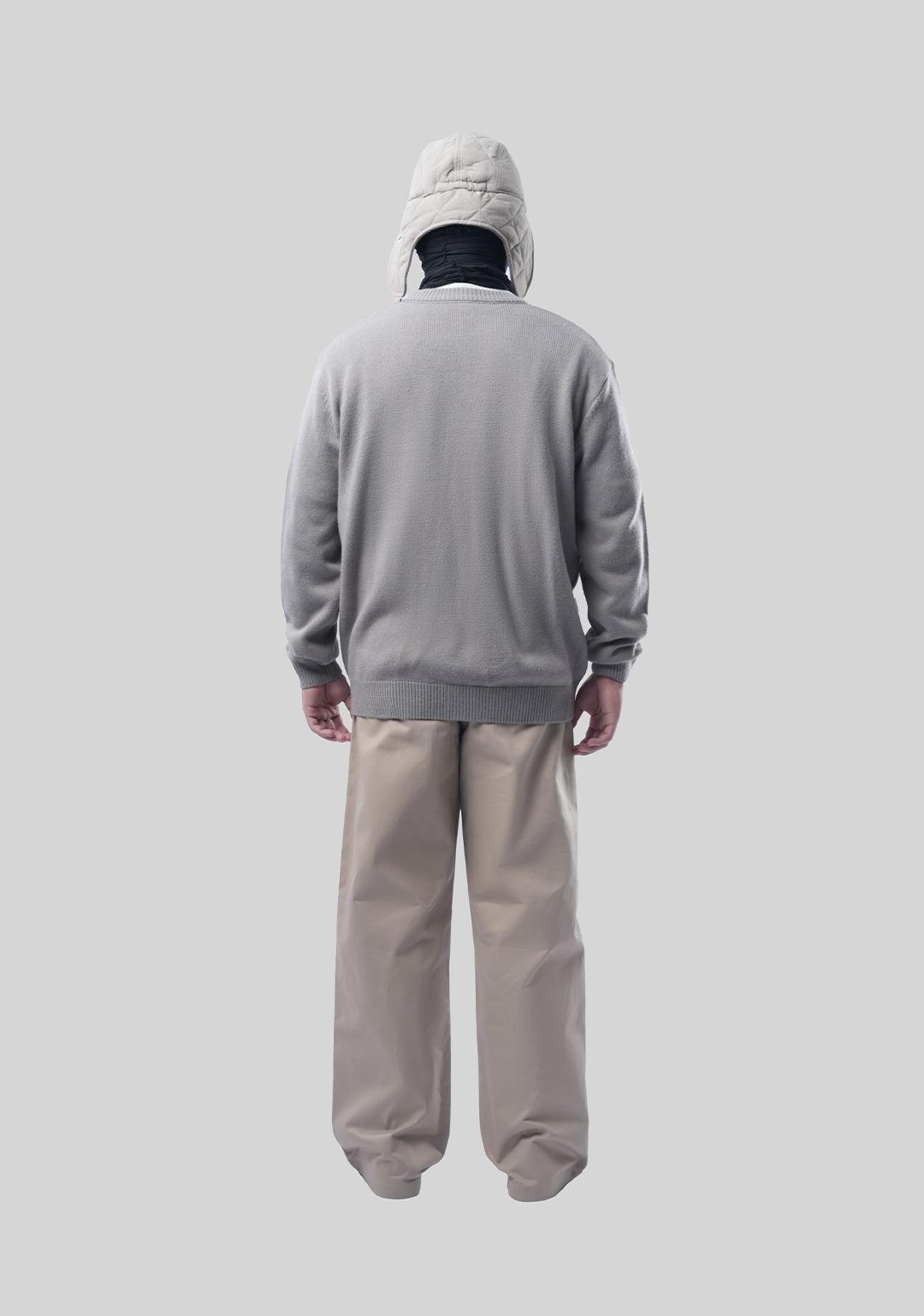 Basic Logo Knit Cardigan - Gray - Greenpanda