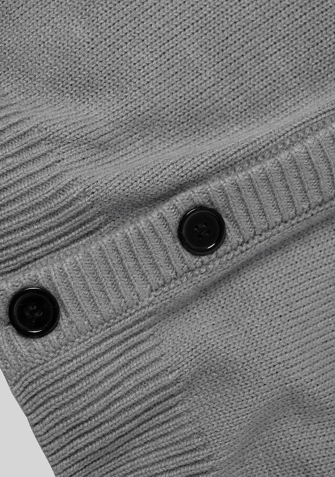 Basic Logo Knit Cardigan - Gray - Greenpanda
