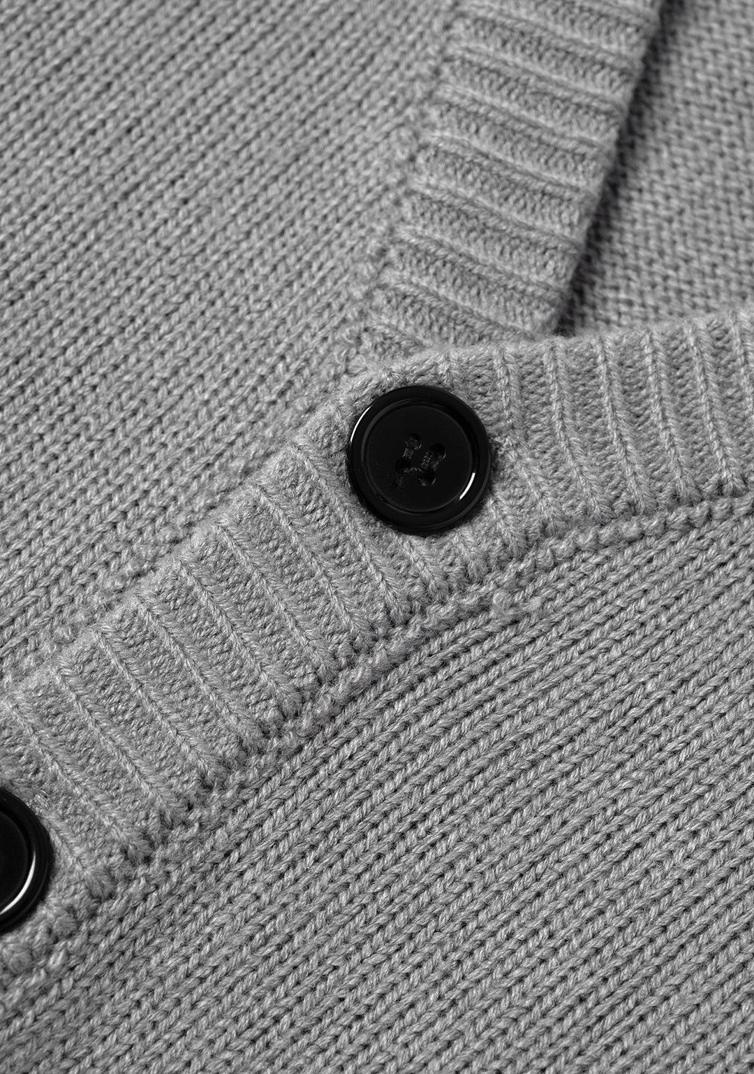 Basic Logo Knit Cardigan - Gray - Greenpanda