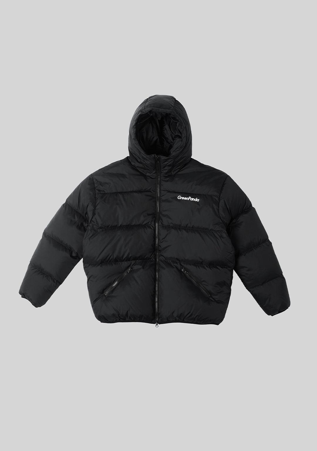 Basic Hooded Down Jacket - Black - Greenpanda