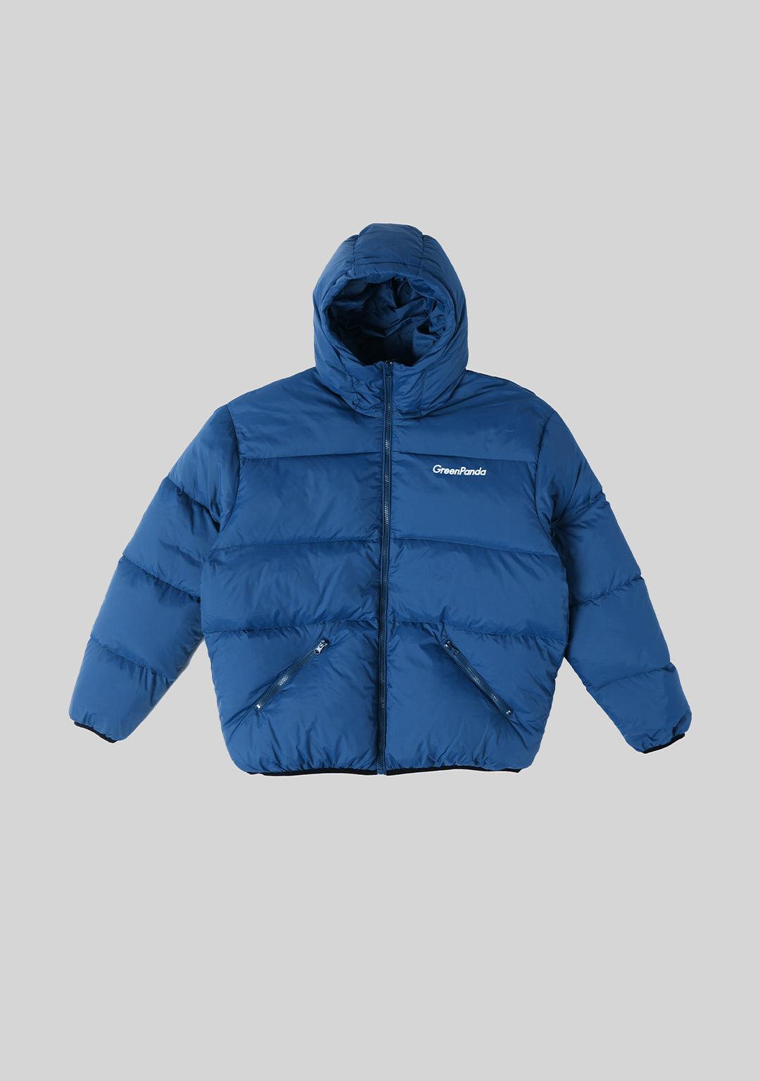 Basic Hooded Down Jacket - Blue - Greenpanda
