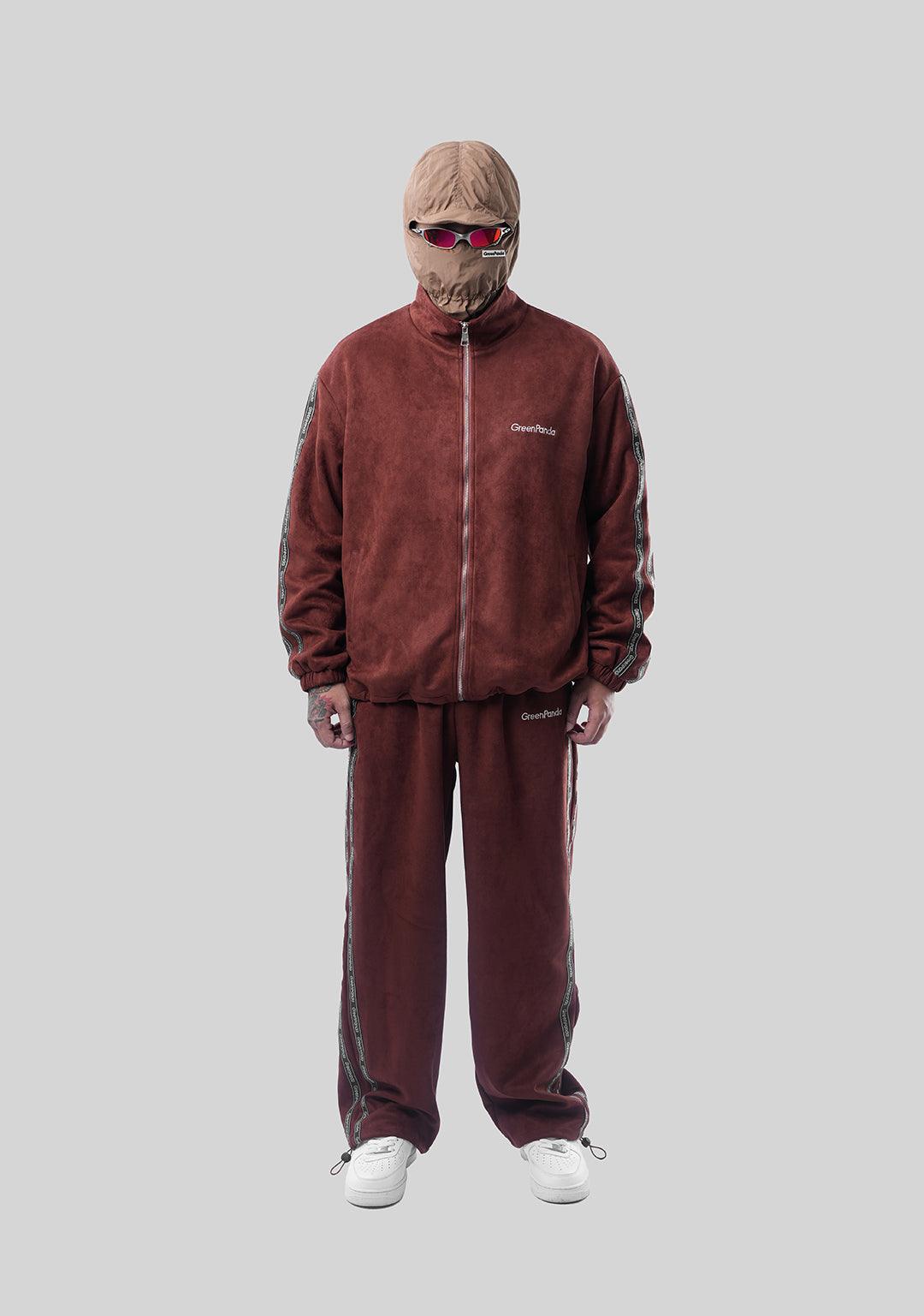 Vintage Casual Webbing Sportwear Sets - Reddish Brown - Greenpanda
