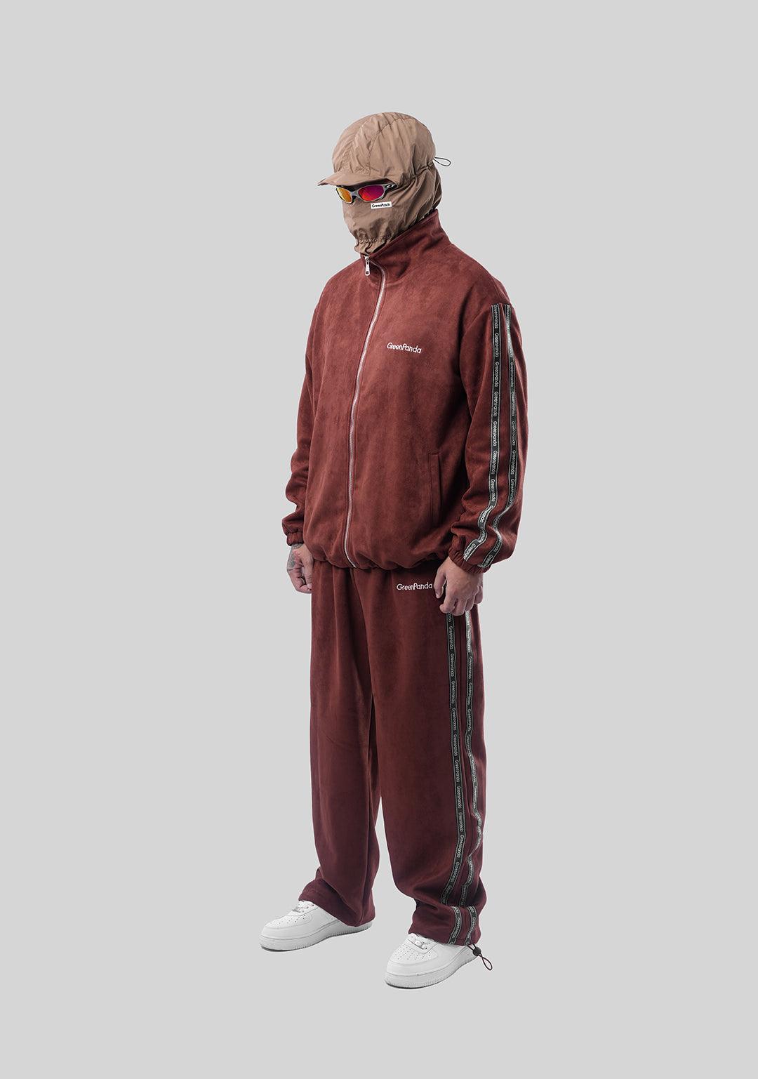 Vintage Casual Webbing Sportwear Sets - Reddish Brown - Greenpanda