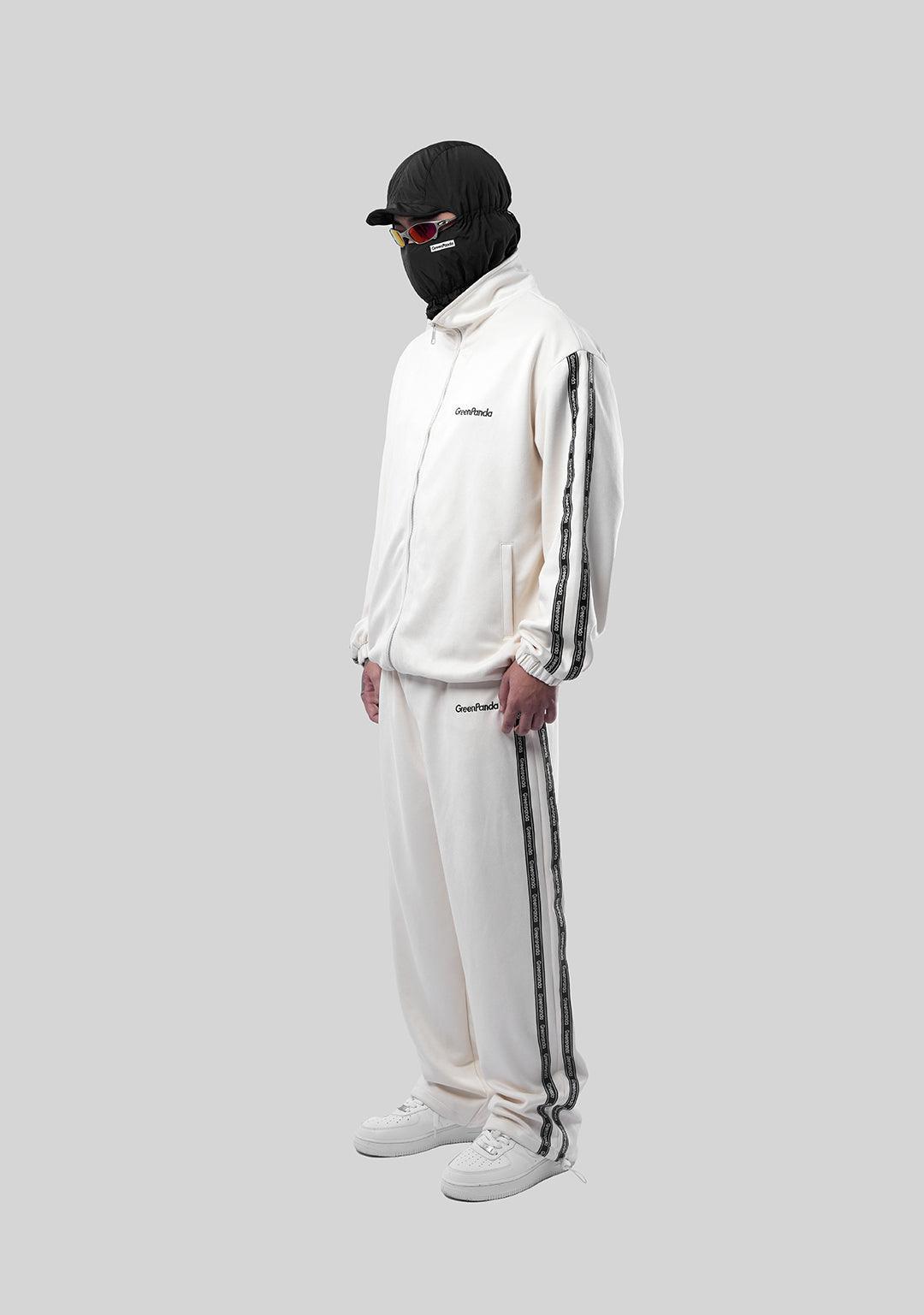 Vintage Casual Webbing Sportwear Sets - Beige - Greenpanda