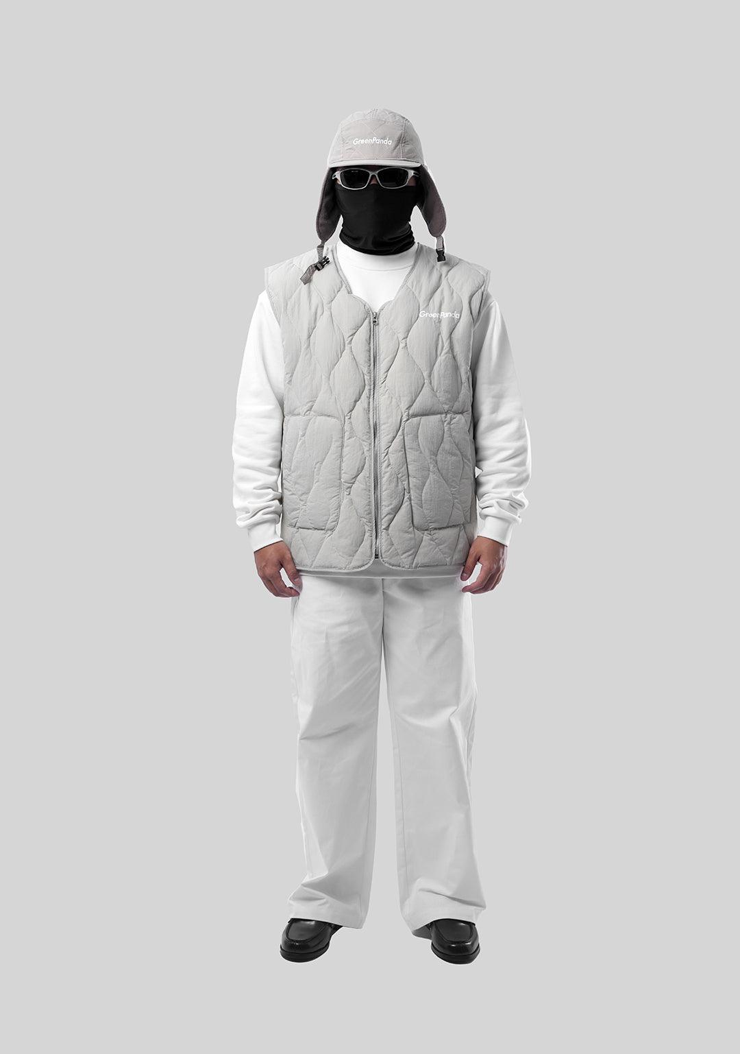 Ripple Quilted Down Vest-Gray - Greenpanda