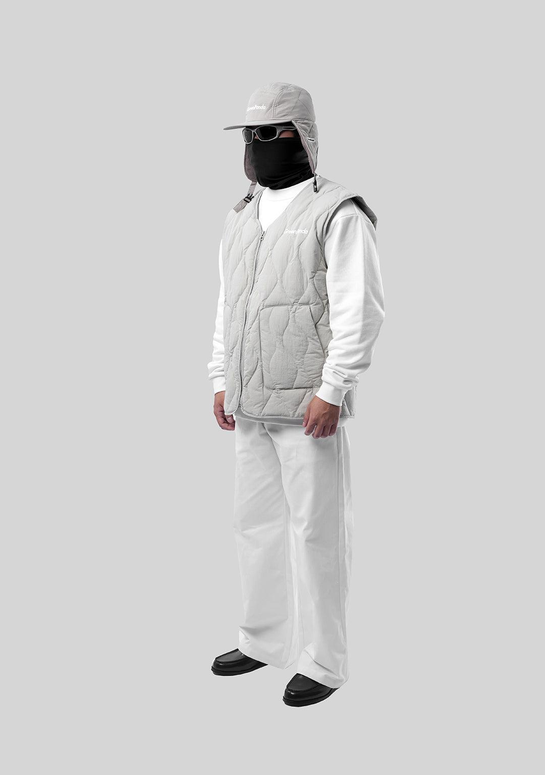 Ripple Quilted Down Vest-Gray - Greenpanda