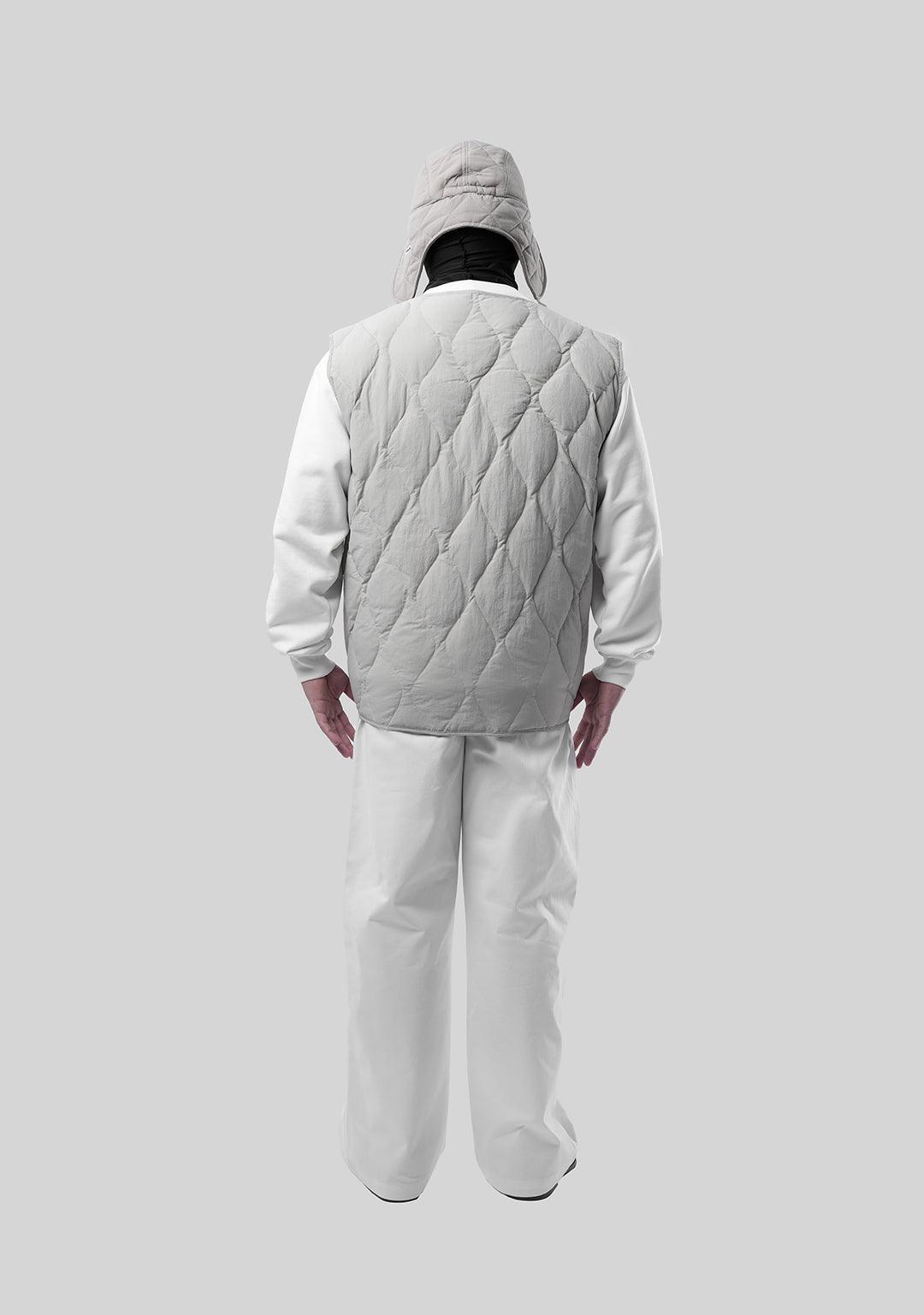 Ripple Quilted Down Vest-Gray - Greenpanda