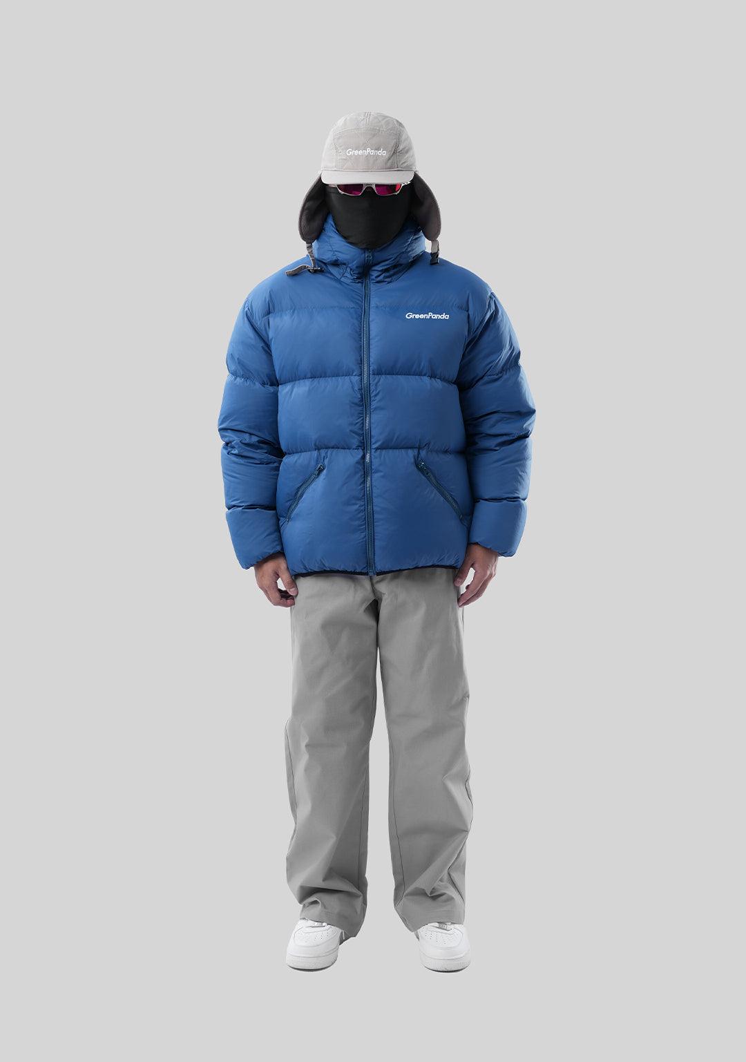 Basic Hooded Down Jacket - Blue - Greenpanda