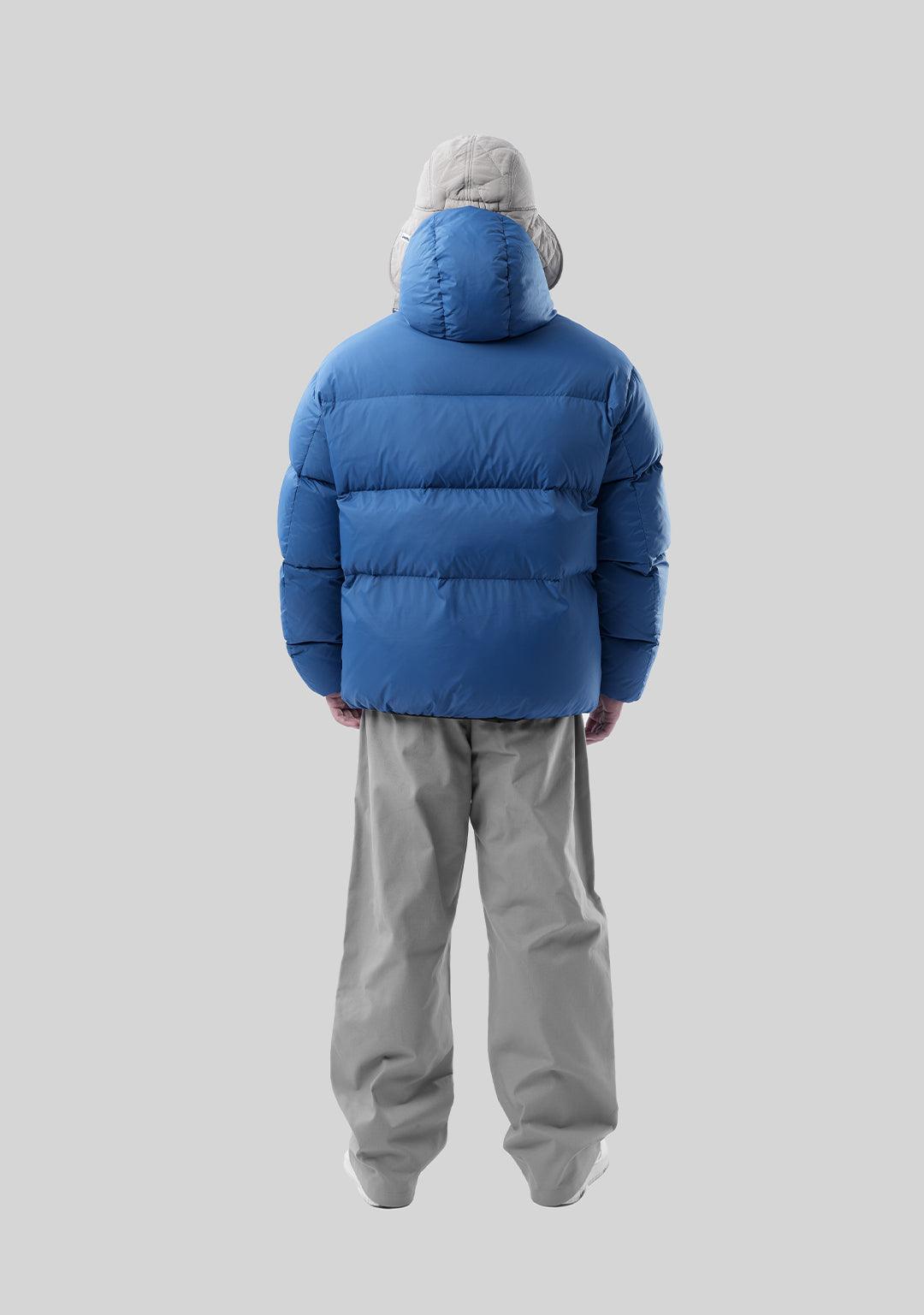 Basic Hooded Down Jacket - Blue - Greenpanda