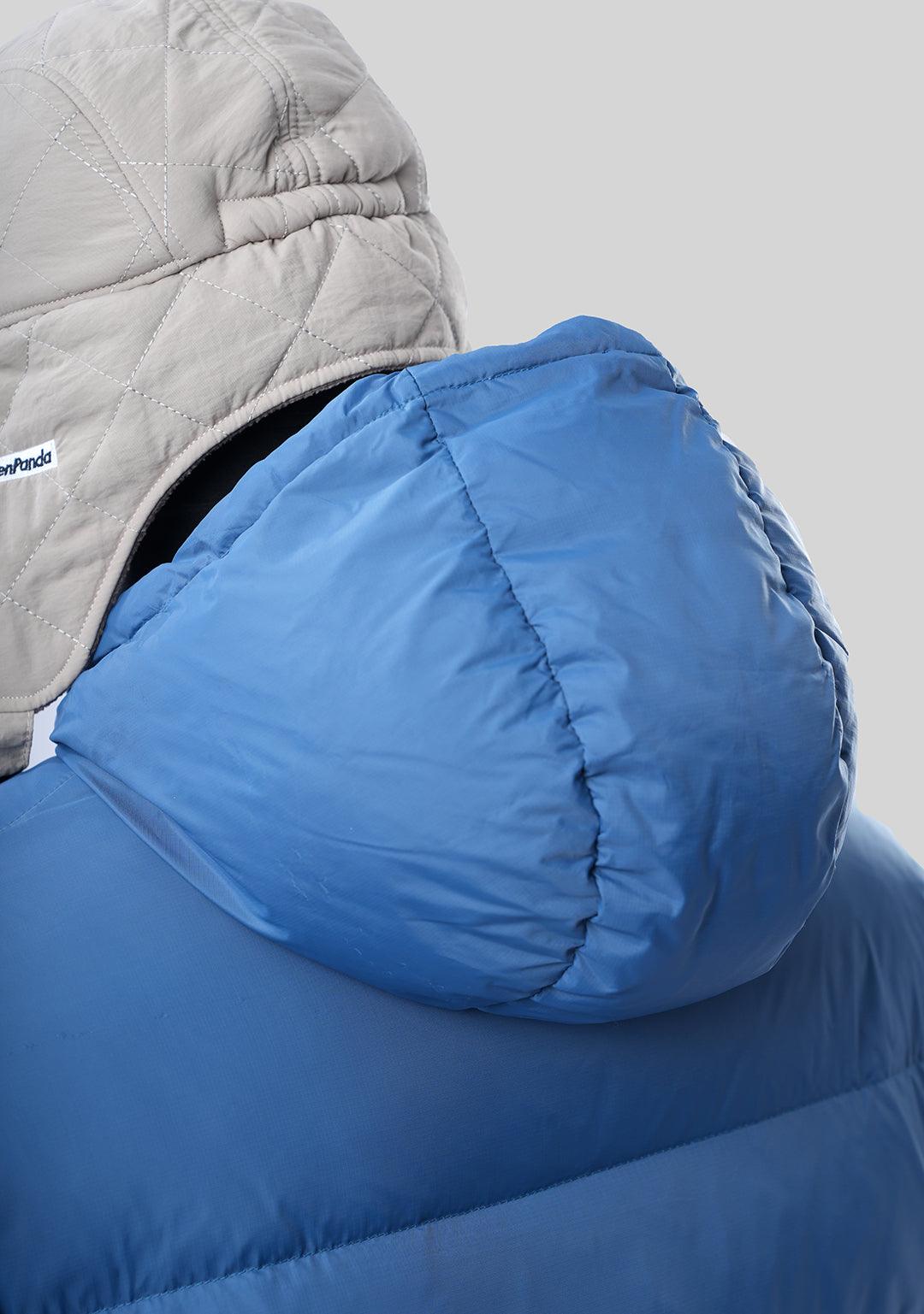 Basic Hooded Down Jacket - Blue - Greenpanda