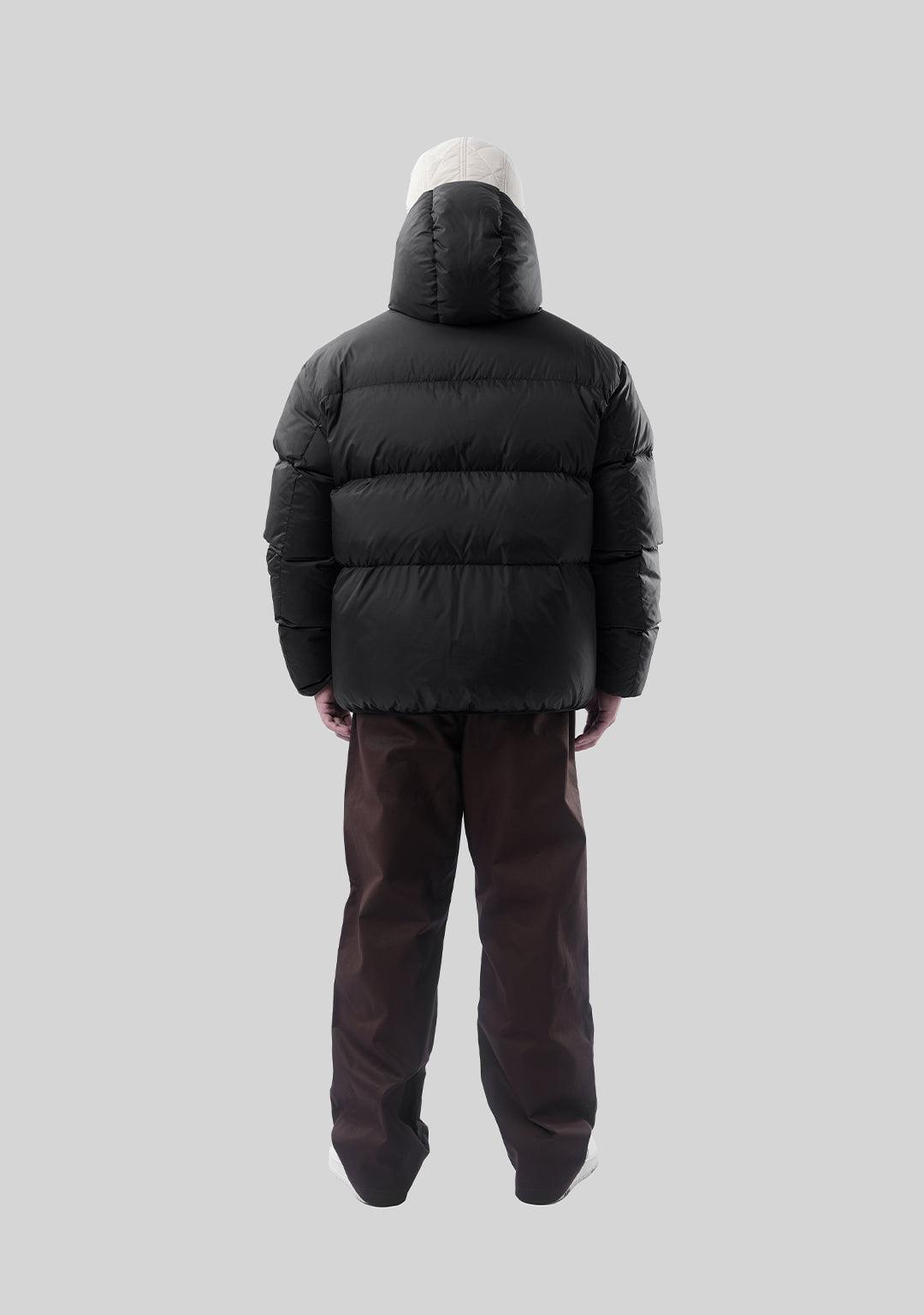 Basic Hooded Down Jacket - Black - Greenpanda