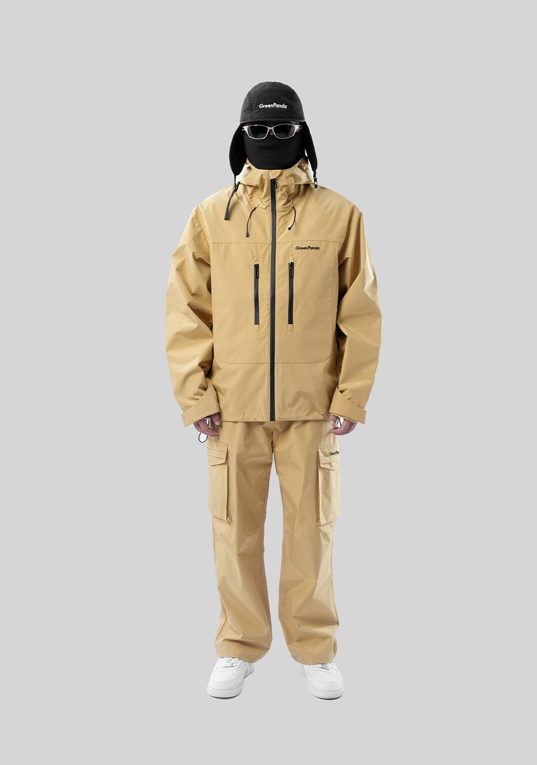 Outdoor Windproof Mountaineering Hard Shell Punching Jacket-Wheat Yellow - Greenpanda