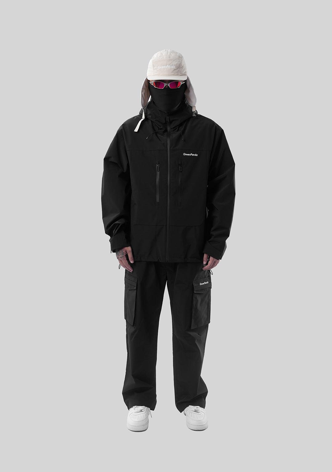 Outdoor Windproof Mountaineering Hard Shell Punching Jacket-Black - Greenpanda