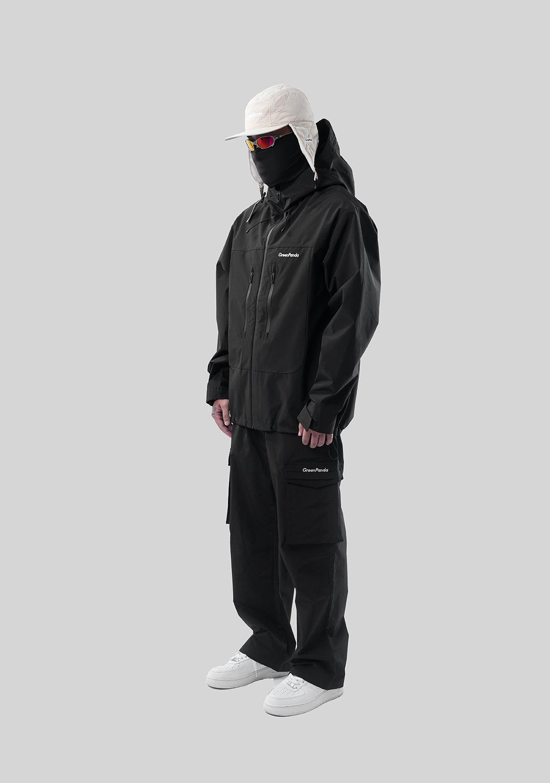 Outdoor Windproof Mountaineering Hard Shell Punching Jacket-Black - Greenpanda