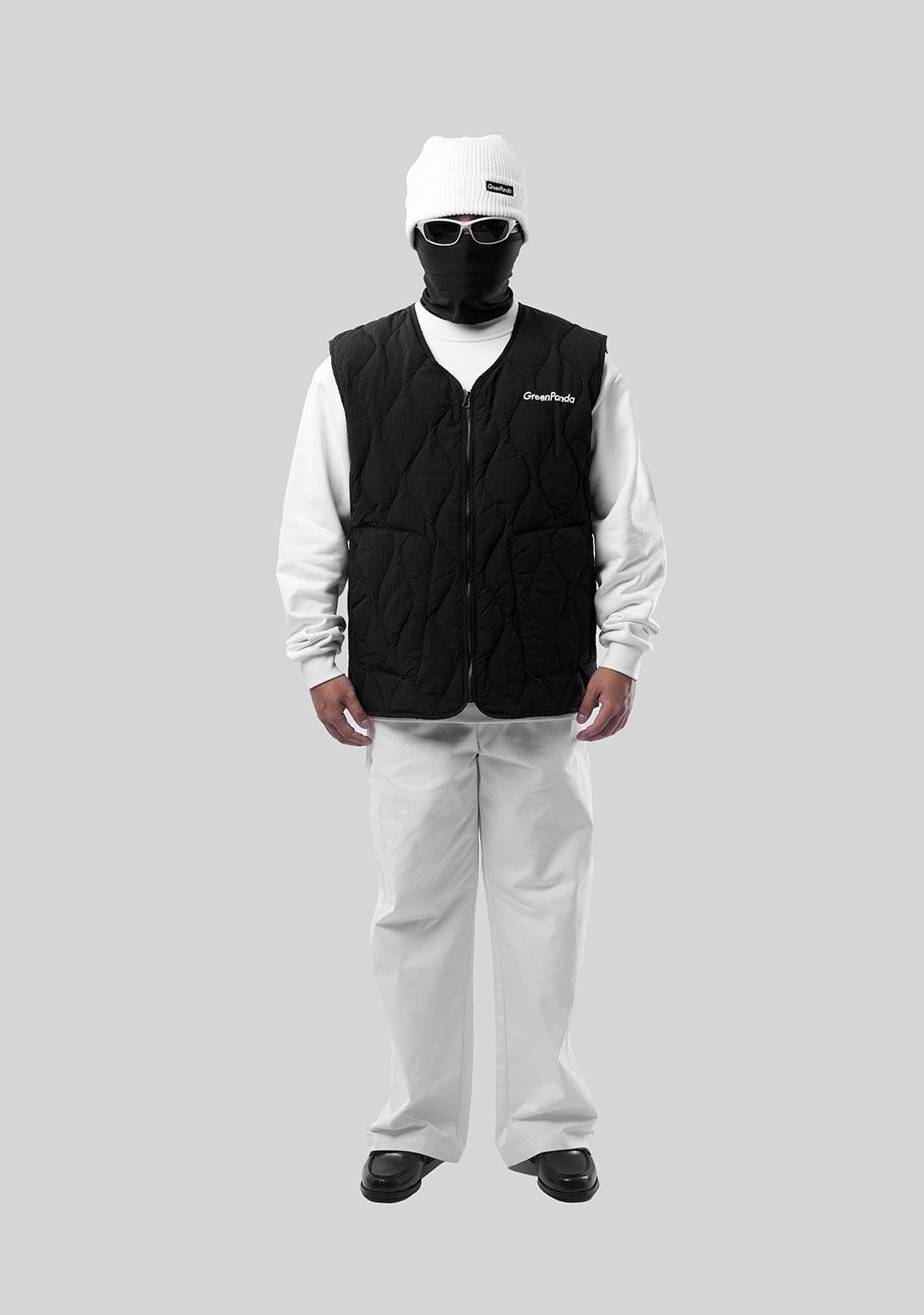Ripple Quilted Down Vest-Black - Greenpanda