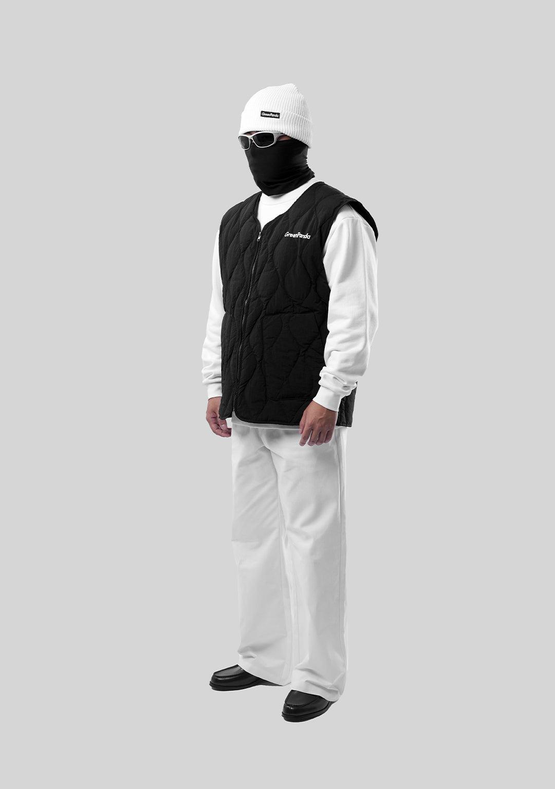 Ripple Quilted Down Vest-Black - Greenpanda