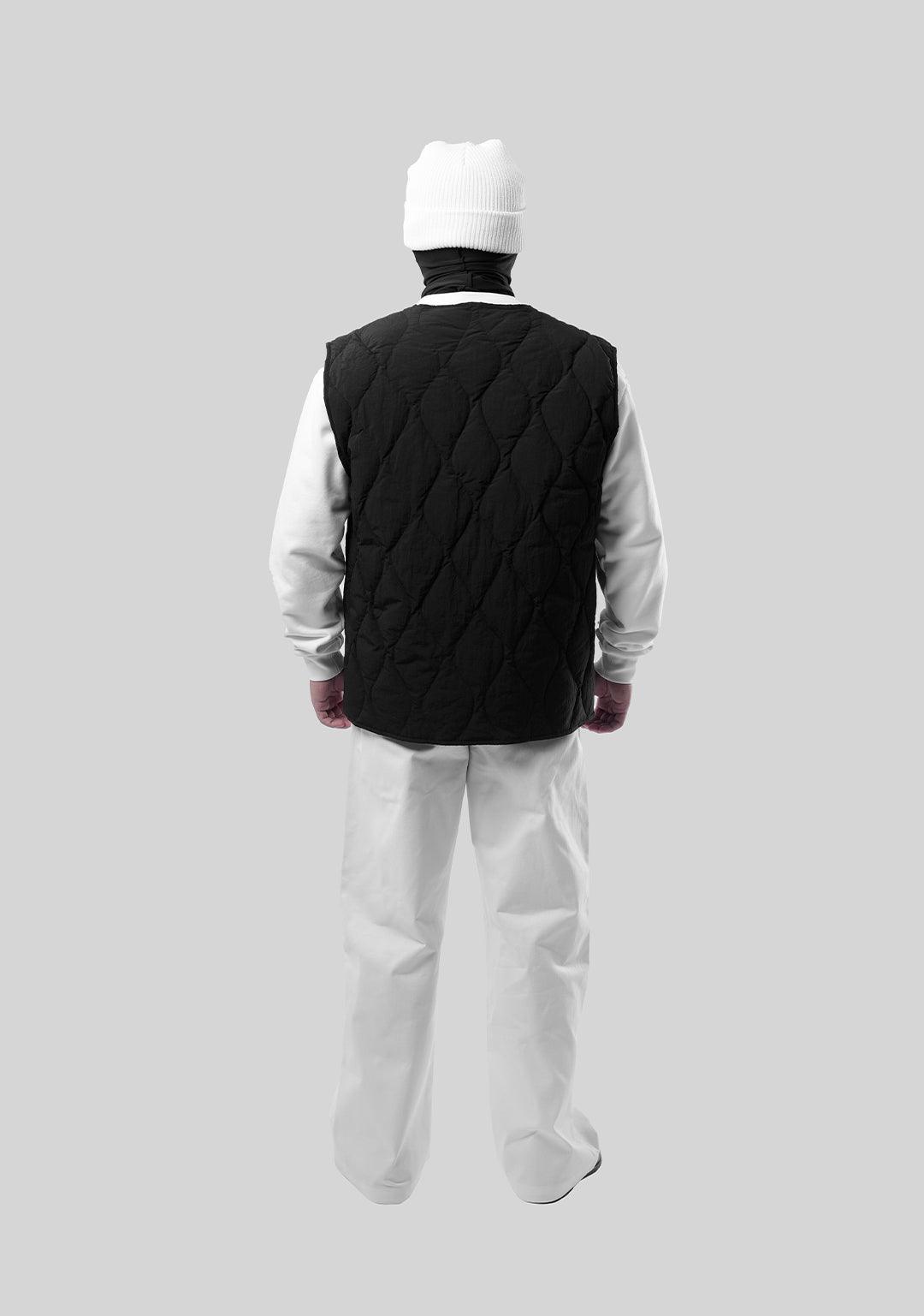 Ripple Quilted Down Vest-Black - Greenpanda