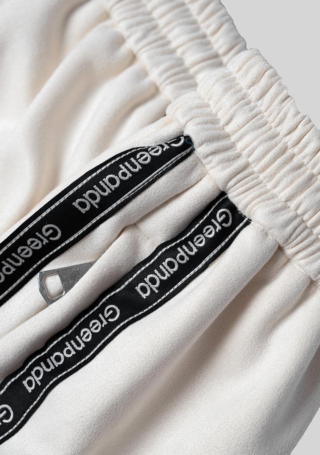 Vintage Casual Webbing Sportwear Sets - Beige - Greenpanda