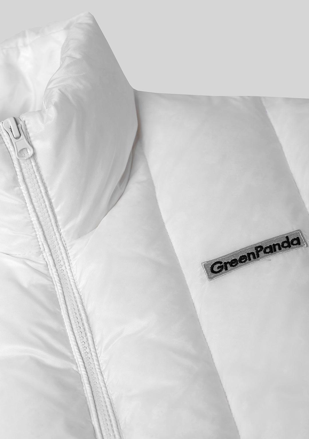 Classic Logo Printed Stand Collar Down Jacket - White - Greenpanda