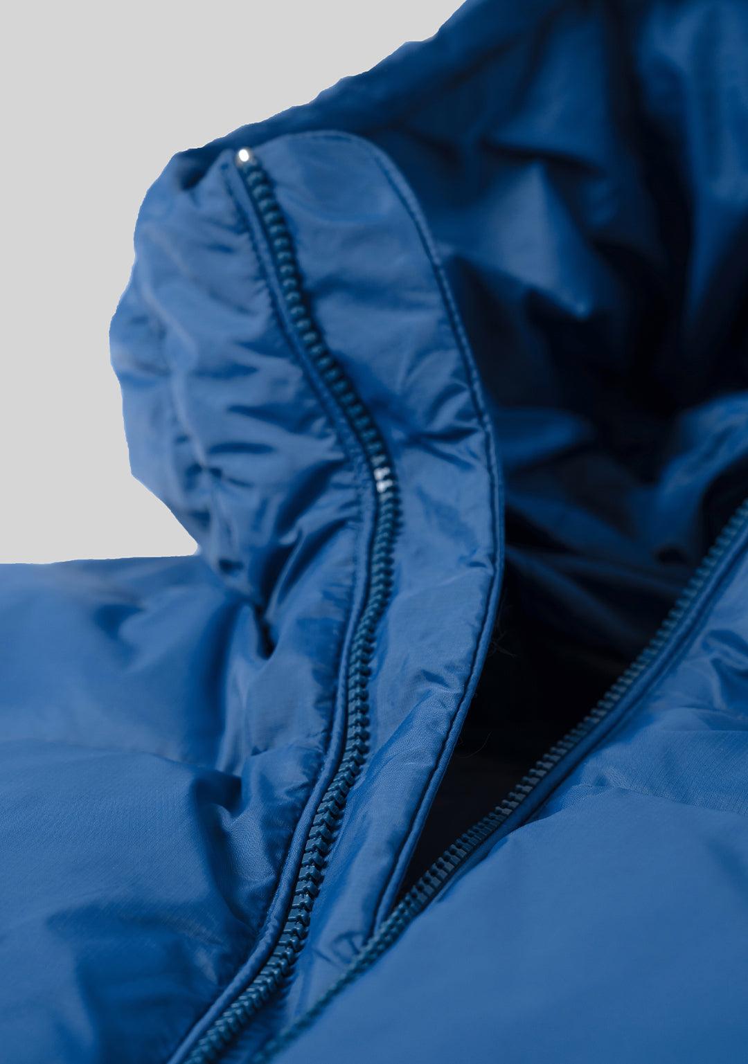 Basic Hooded Down Jacket - Blue - Greenpanda