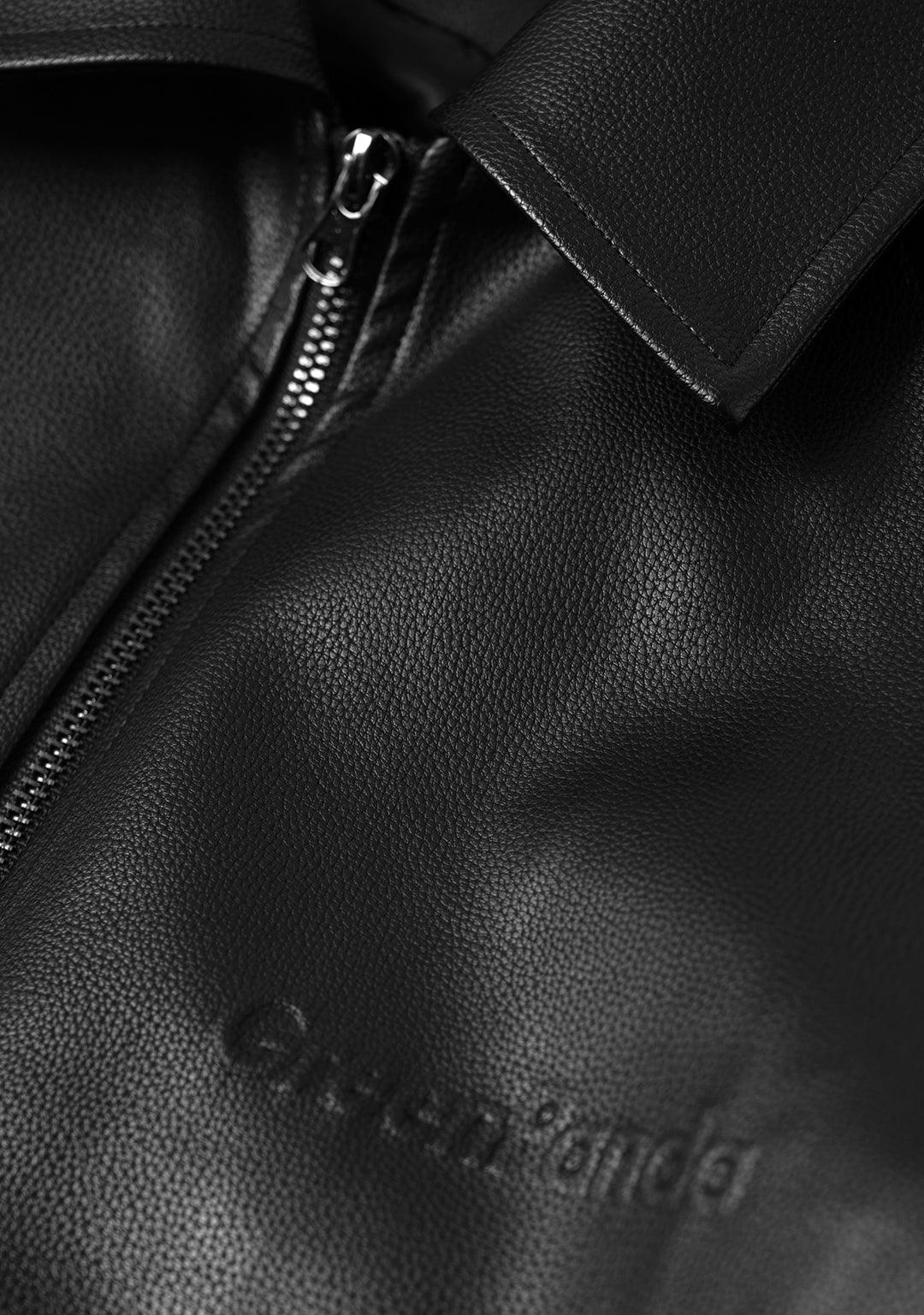 Greenpanda | Bump Print Old School Stylish PU Leather Jacket